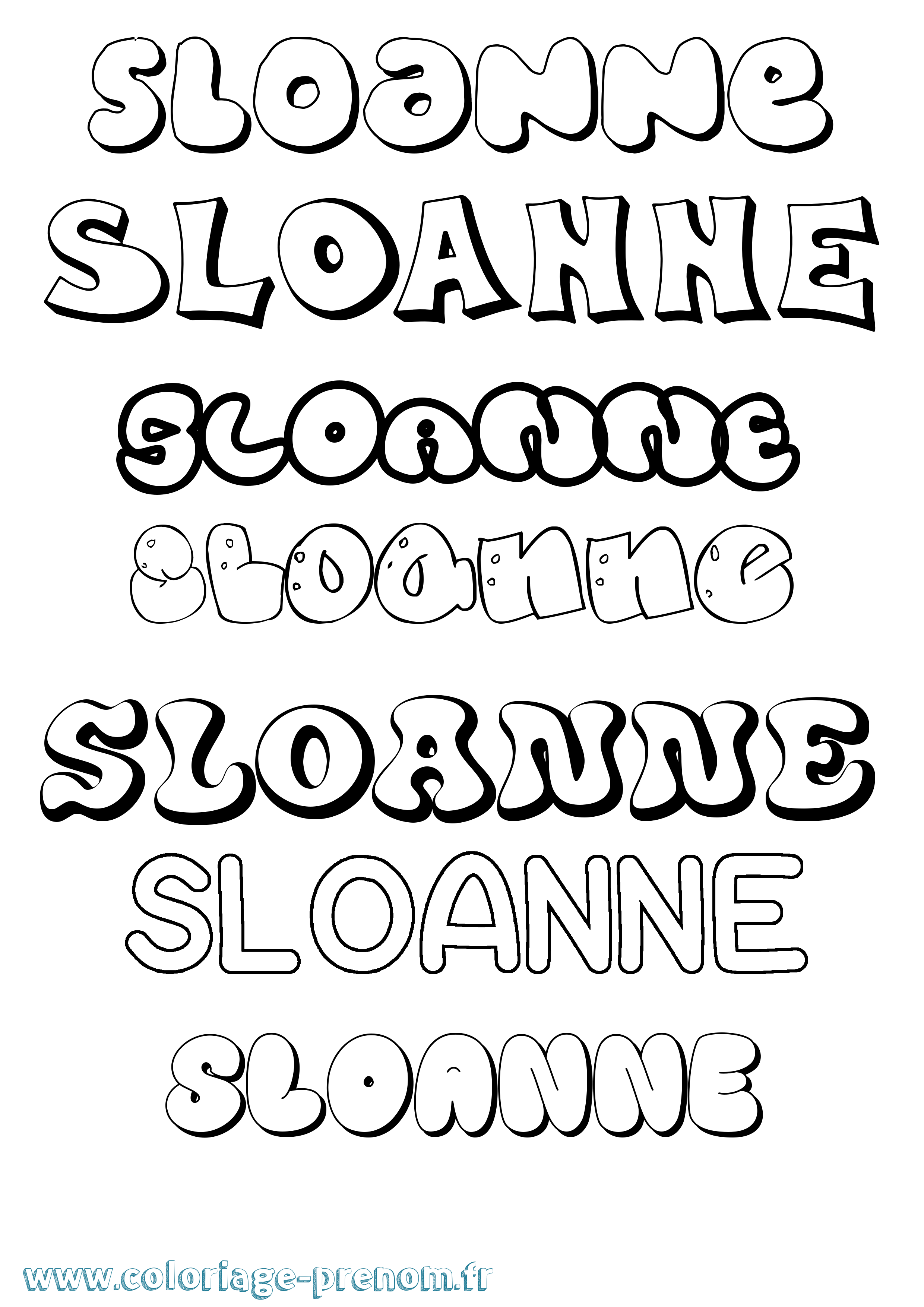 Coloriage Sloanne Bubble Coloriage prénom Sloanne Bubble