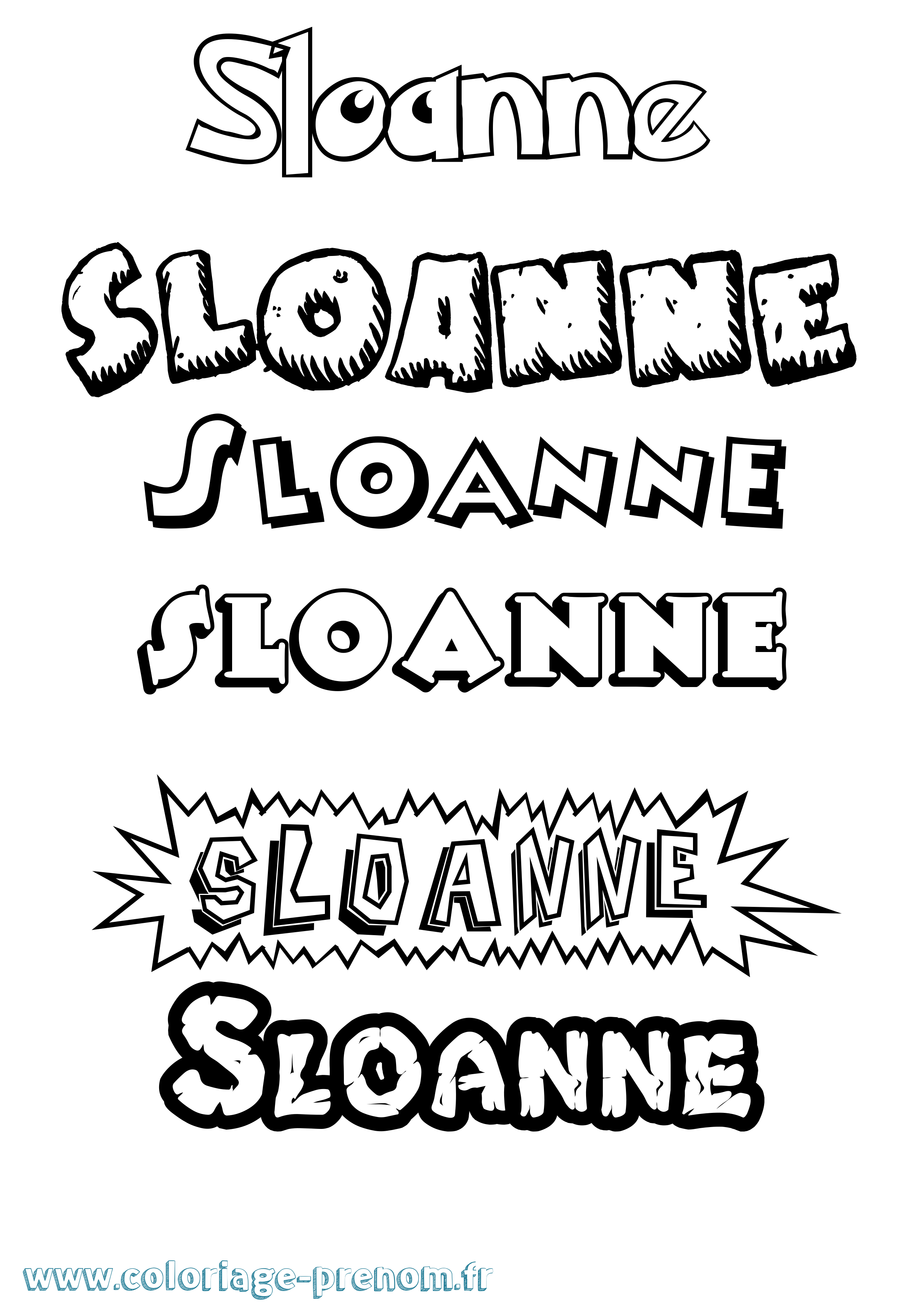 Coloriage Sloanne Dessin Animé Coloriage prénom Sloanne Dessin Animé