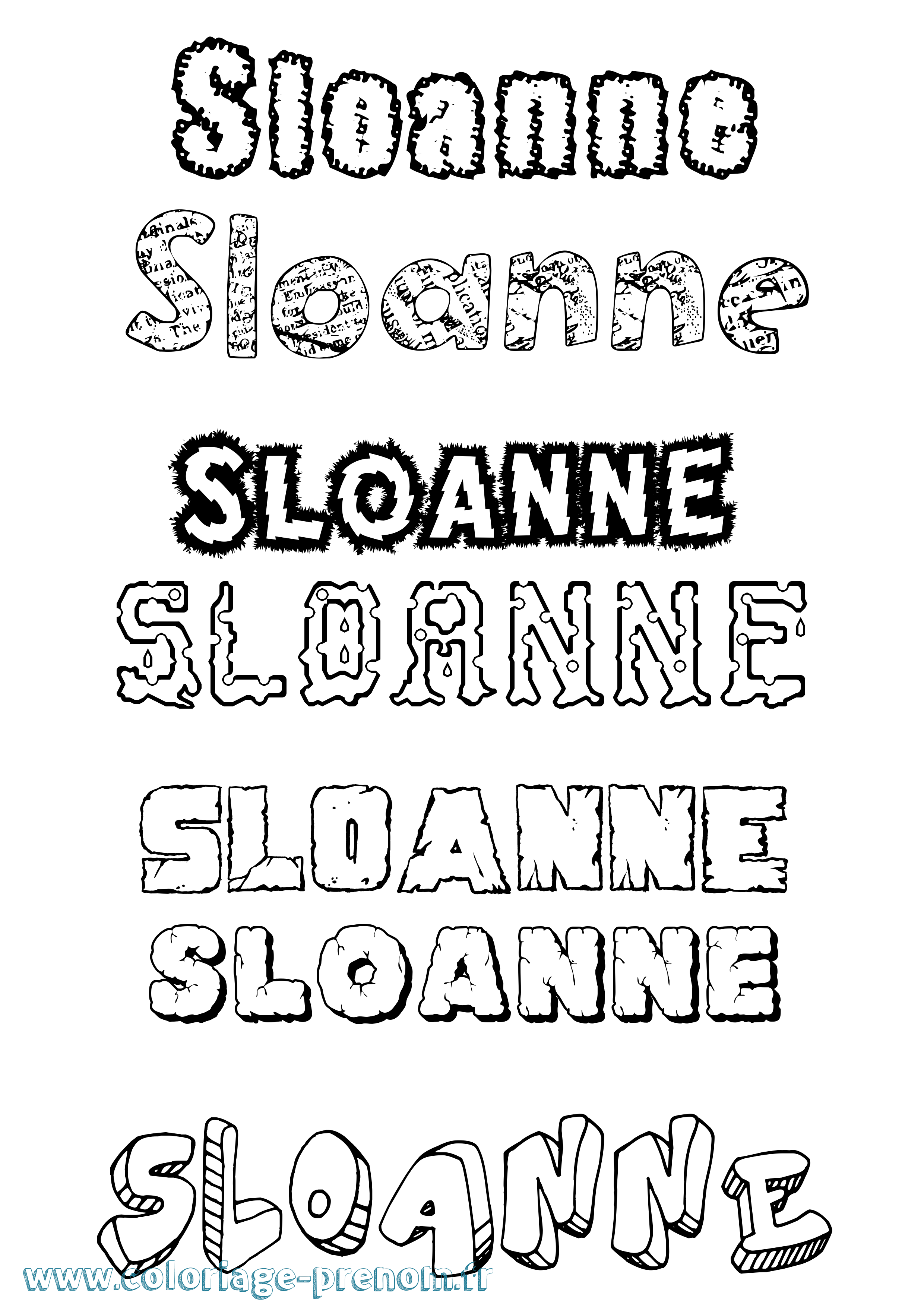 Coloriage Sloanne Destructuré Coloriage prénom Sloanne Destructuré