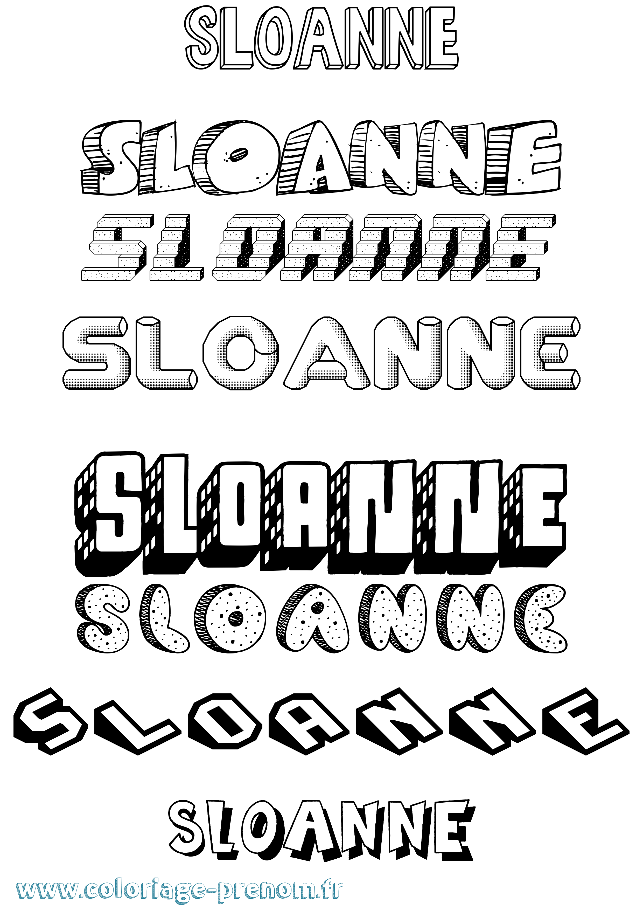 Coloriage Sloanne Effet 3D Coloriage prénom Sloanne Effet 3D