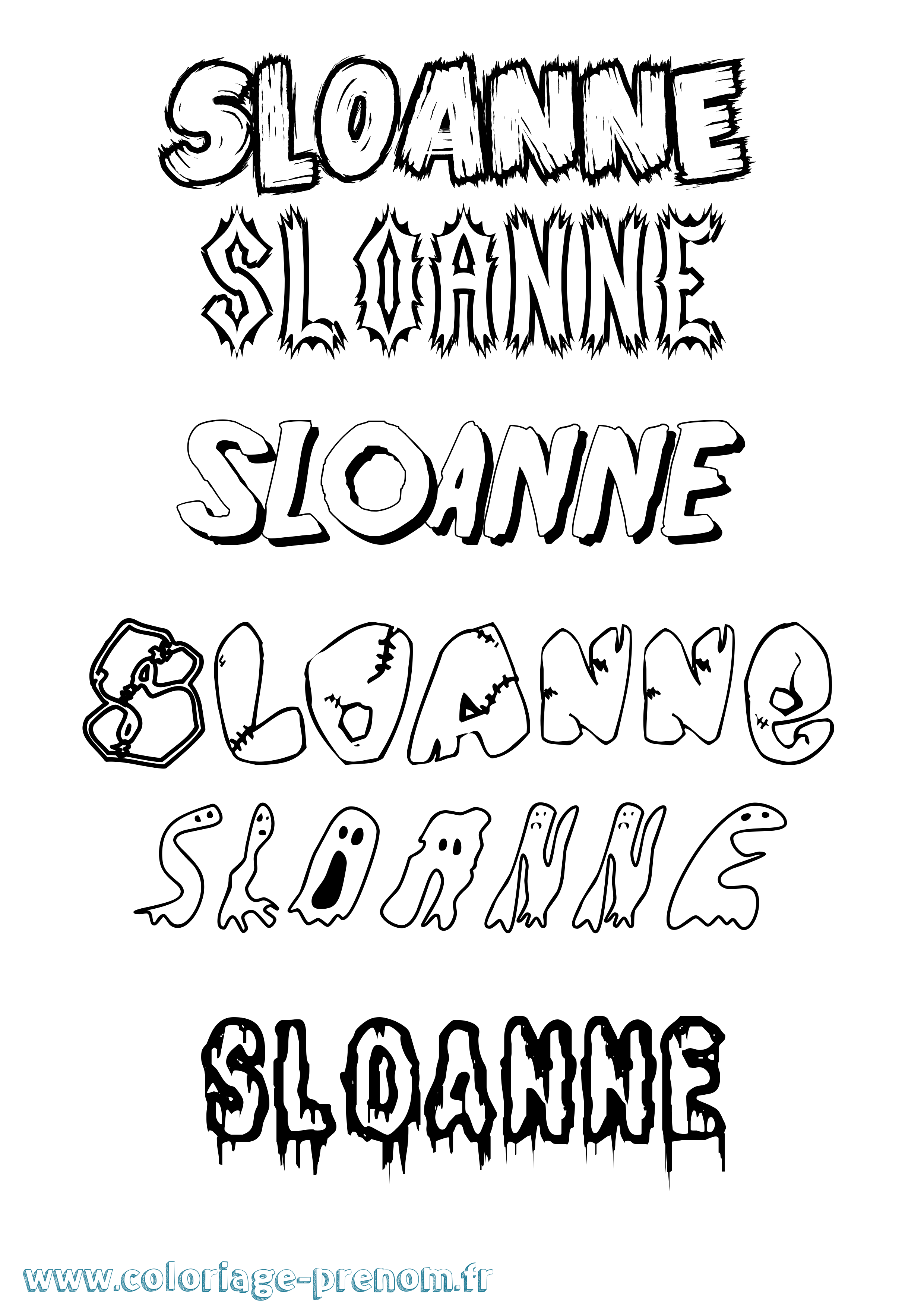 Coloriage Sloanne Frisson Coloriage prénom Sloanne Frisson