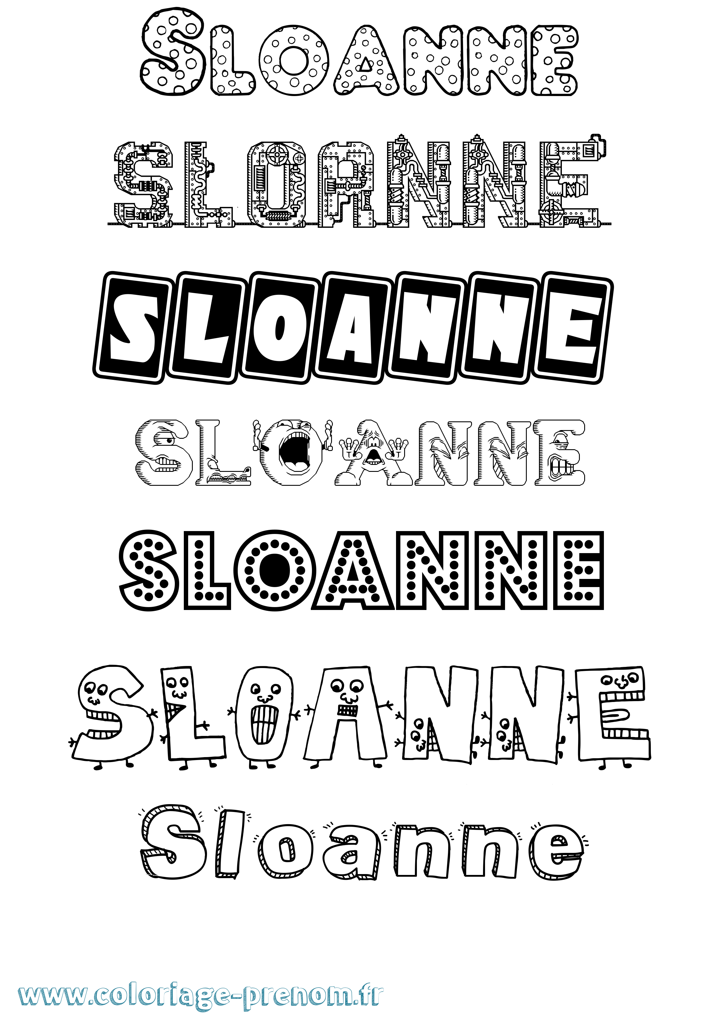 Coloriage Sloanne Fun Coloriage prénom Sloanne Fun