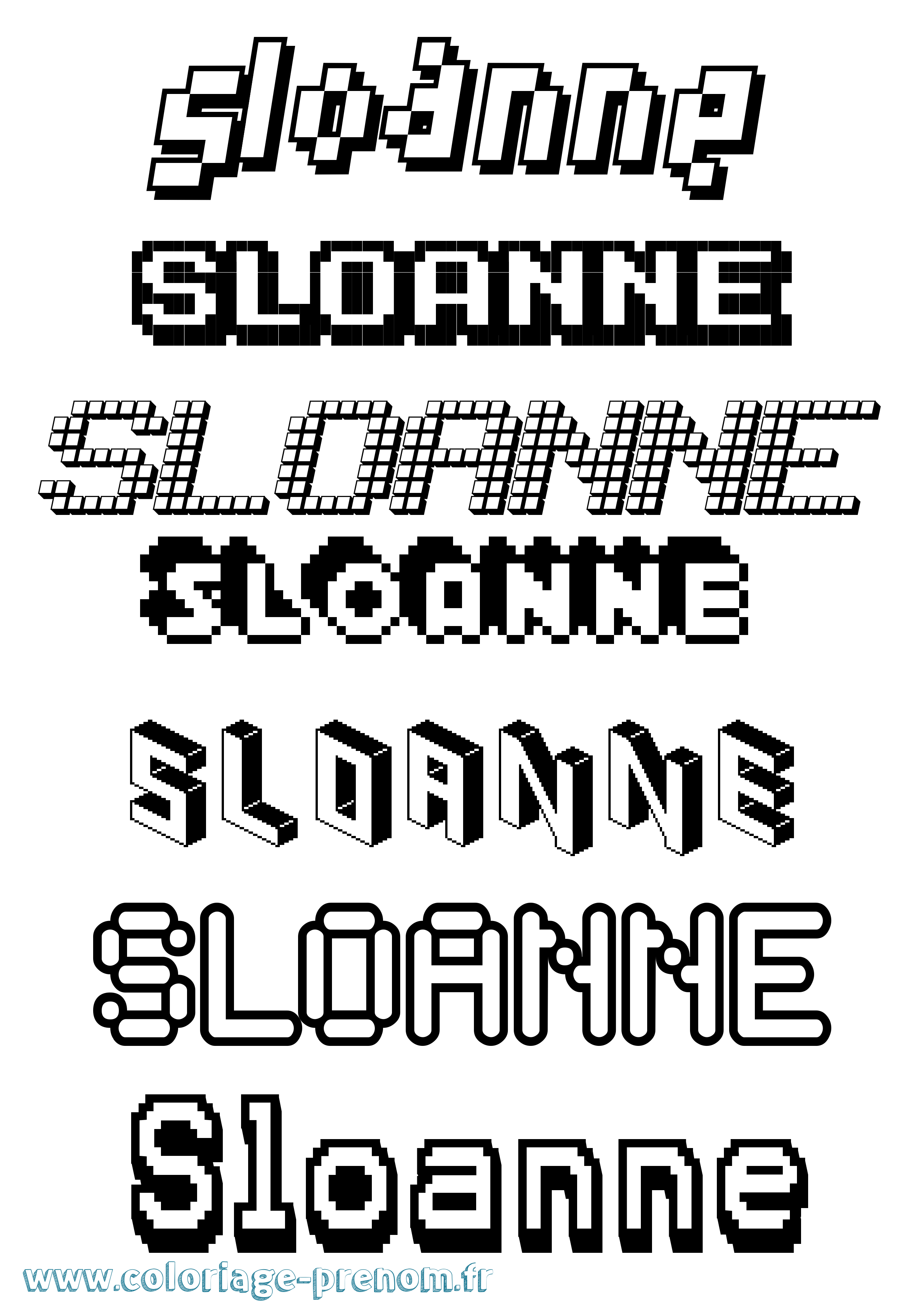 Coloriage Sloanne Pixel Coloriage prénom Sloanne Pixel