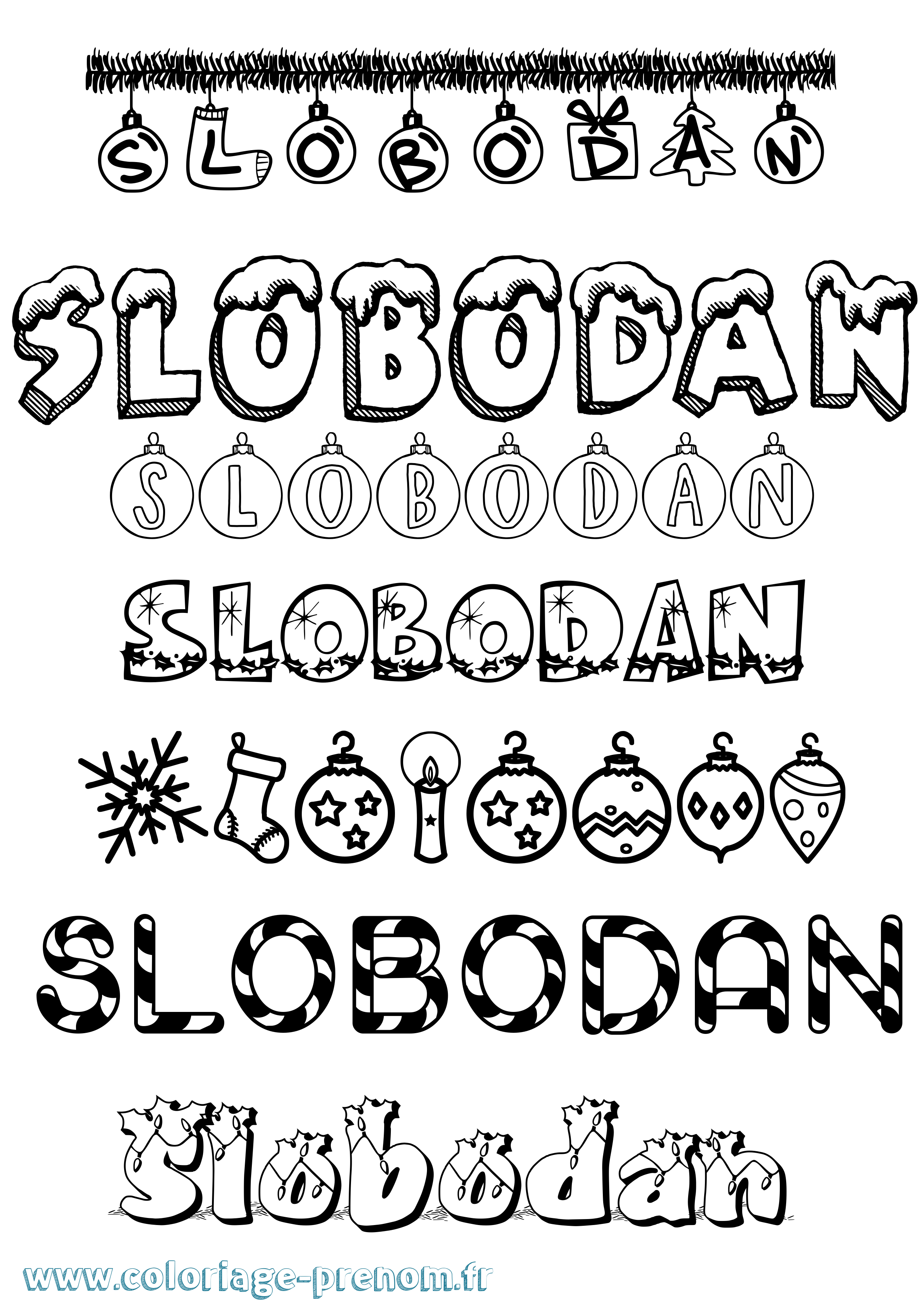 Coloriage Slobodan Noël Coloriage prénom Slobodan Noël