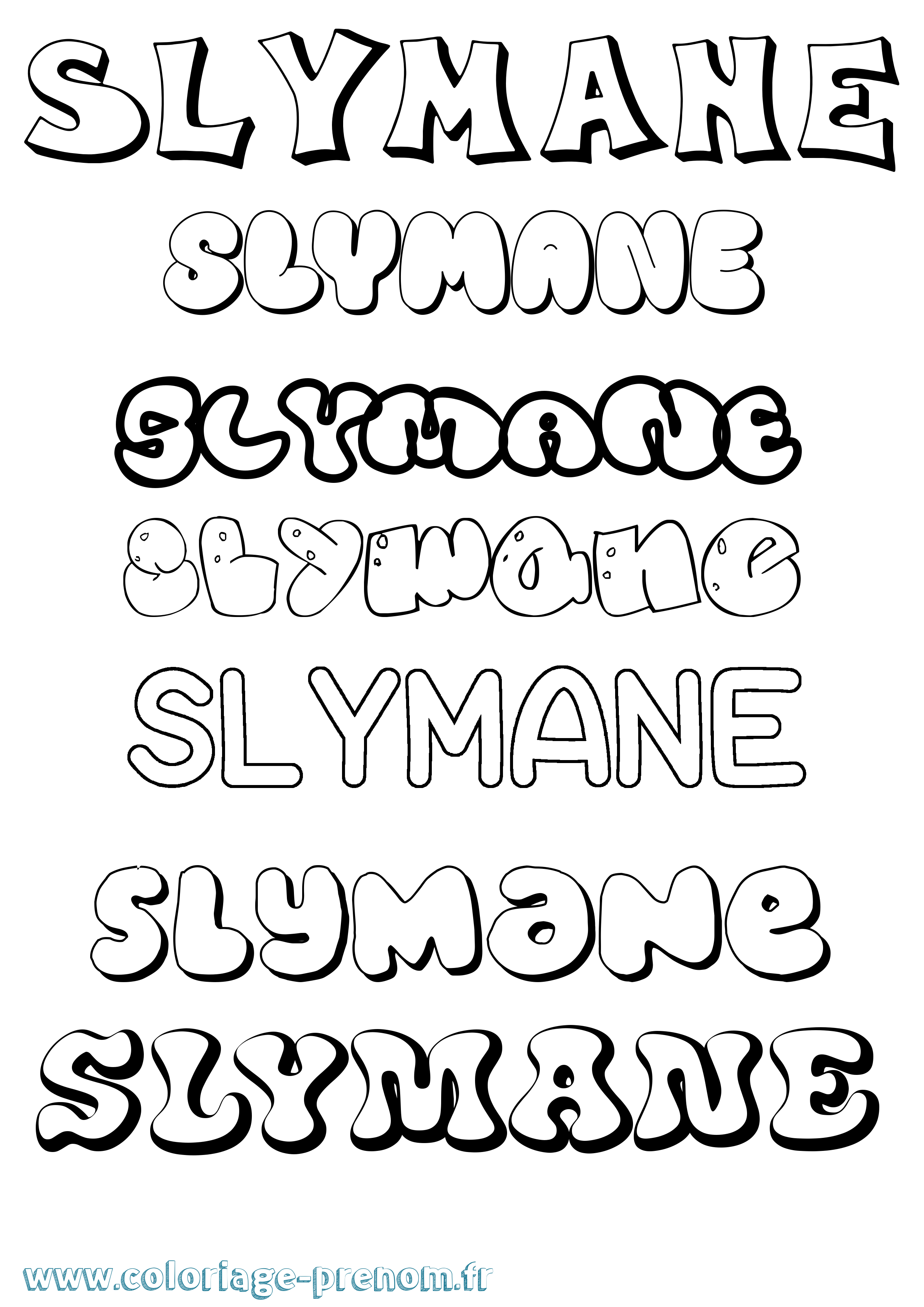 Coloriage Slymane Bubble Coloriage prénom Slymane Bubble
