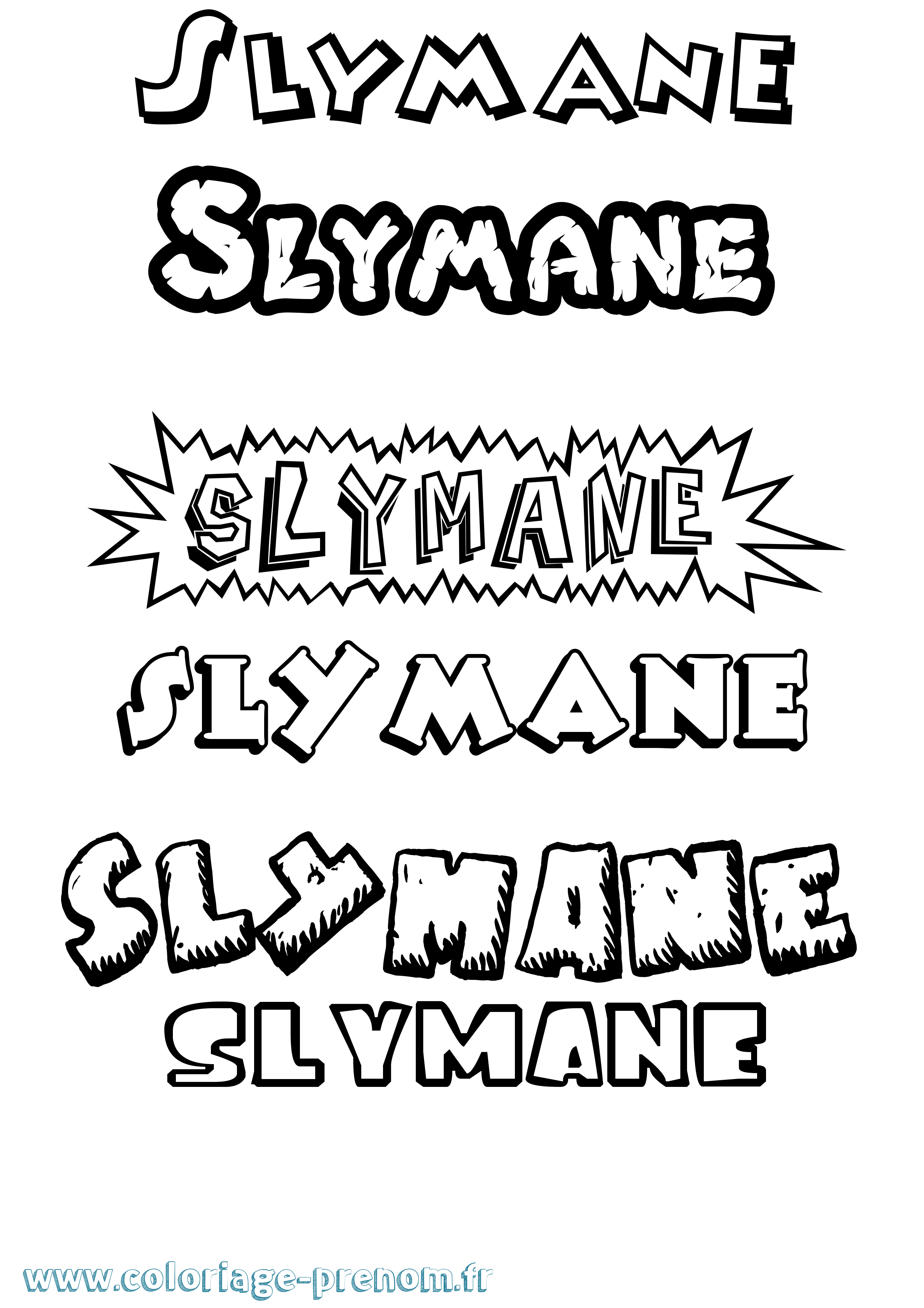 Coloriage Slymane Dessin Animé Coloriage prénom Slymane Dessin Animé