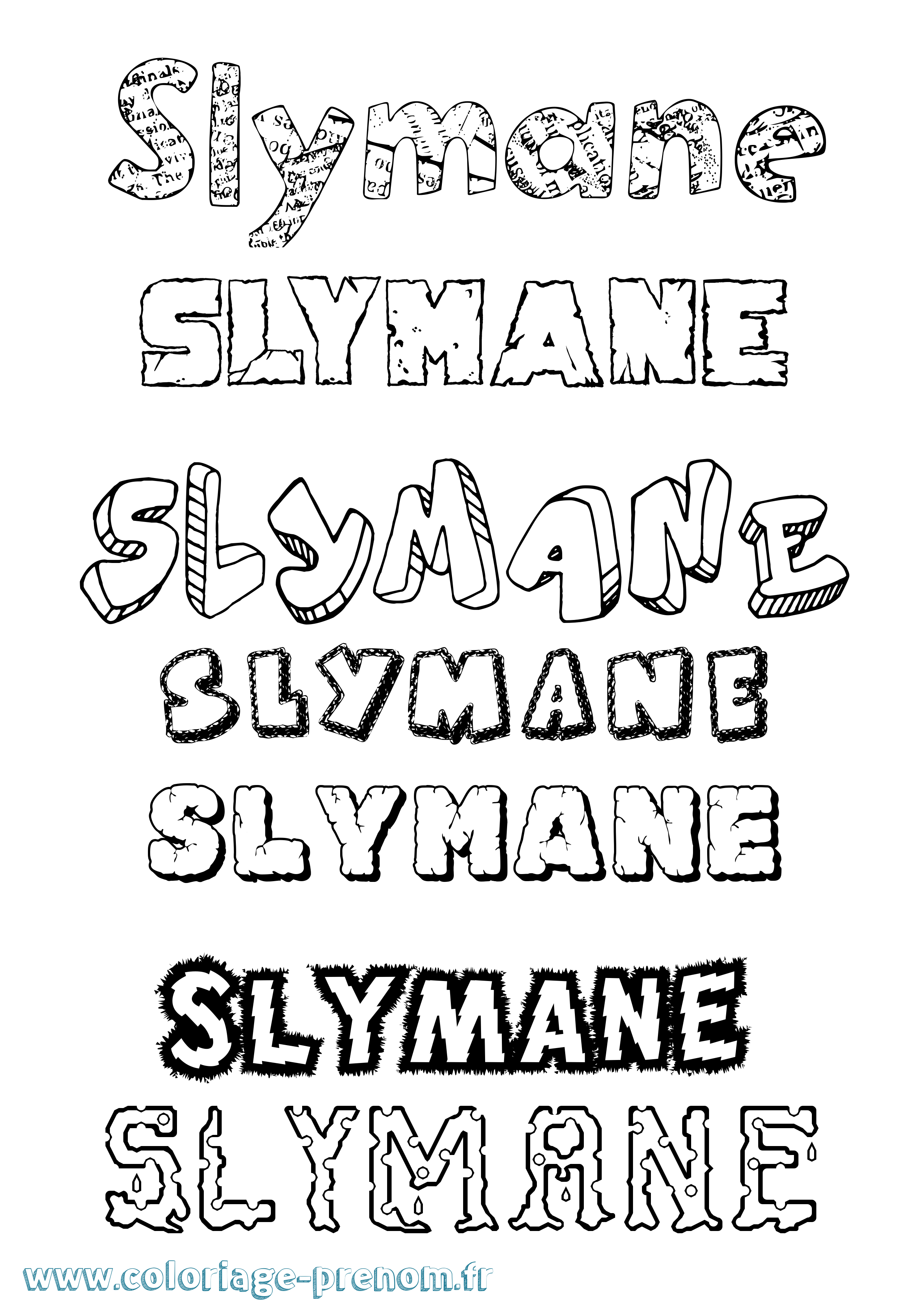 Coloriage Slymane Destructuré Coloriage prénom Slymane Destructuré