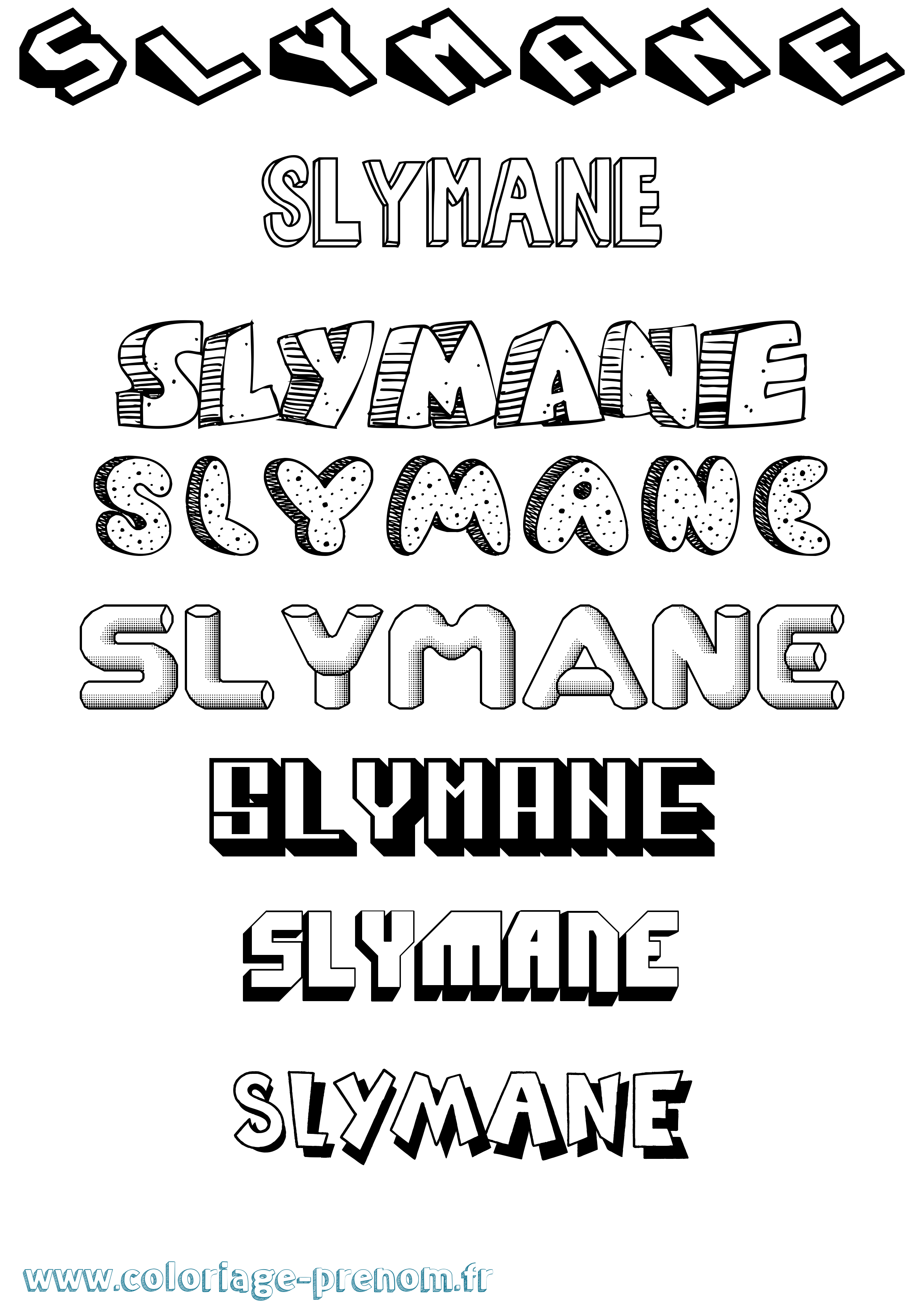 Coloriage Slymane Effet 3D Coloriage prénom Slymane Effet 3D