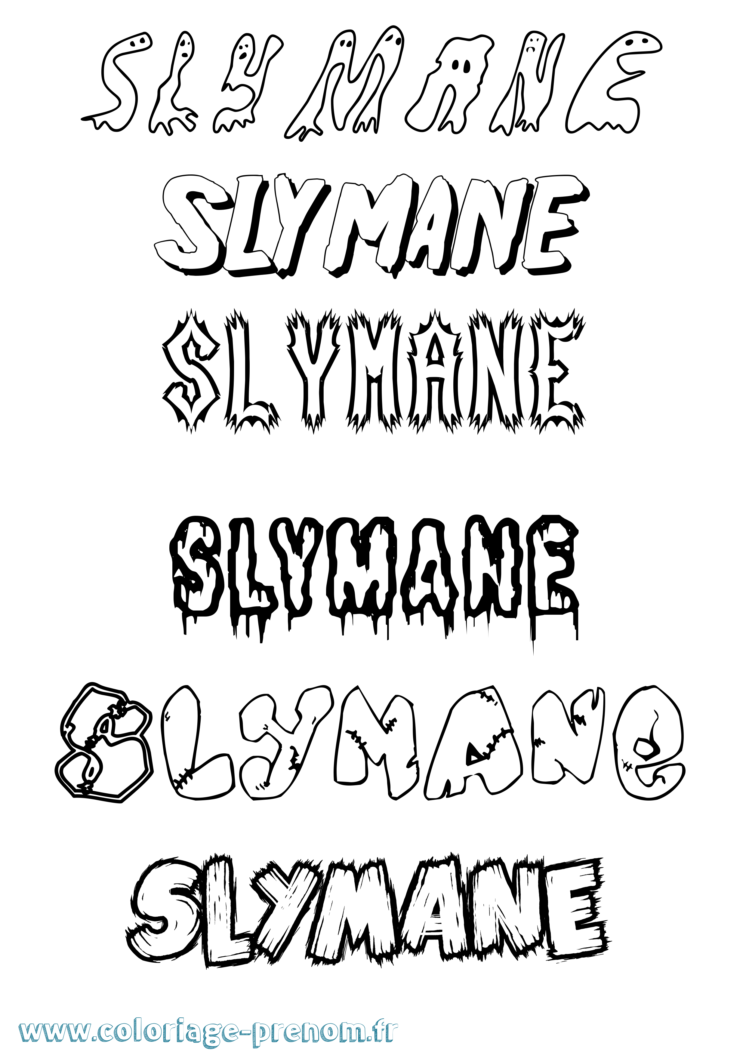 Coloriage Slymane Frisson Coloriage prénom Slymane Frisson
