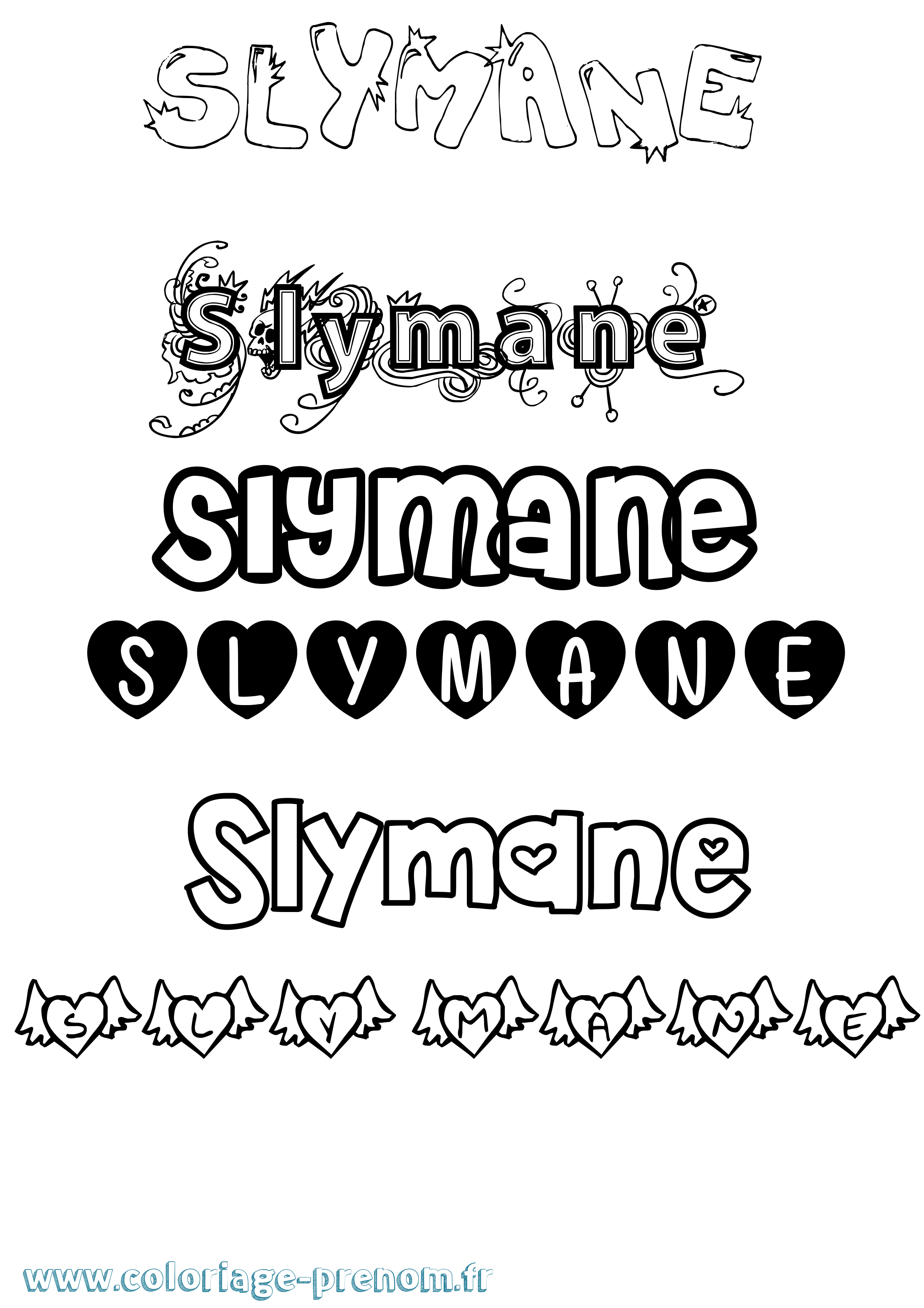 Coloriage Slymane Girly Coloriage prénom Slymane Girly