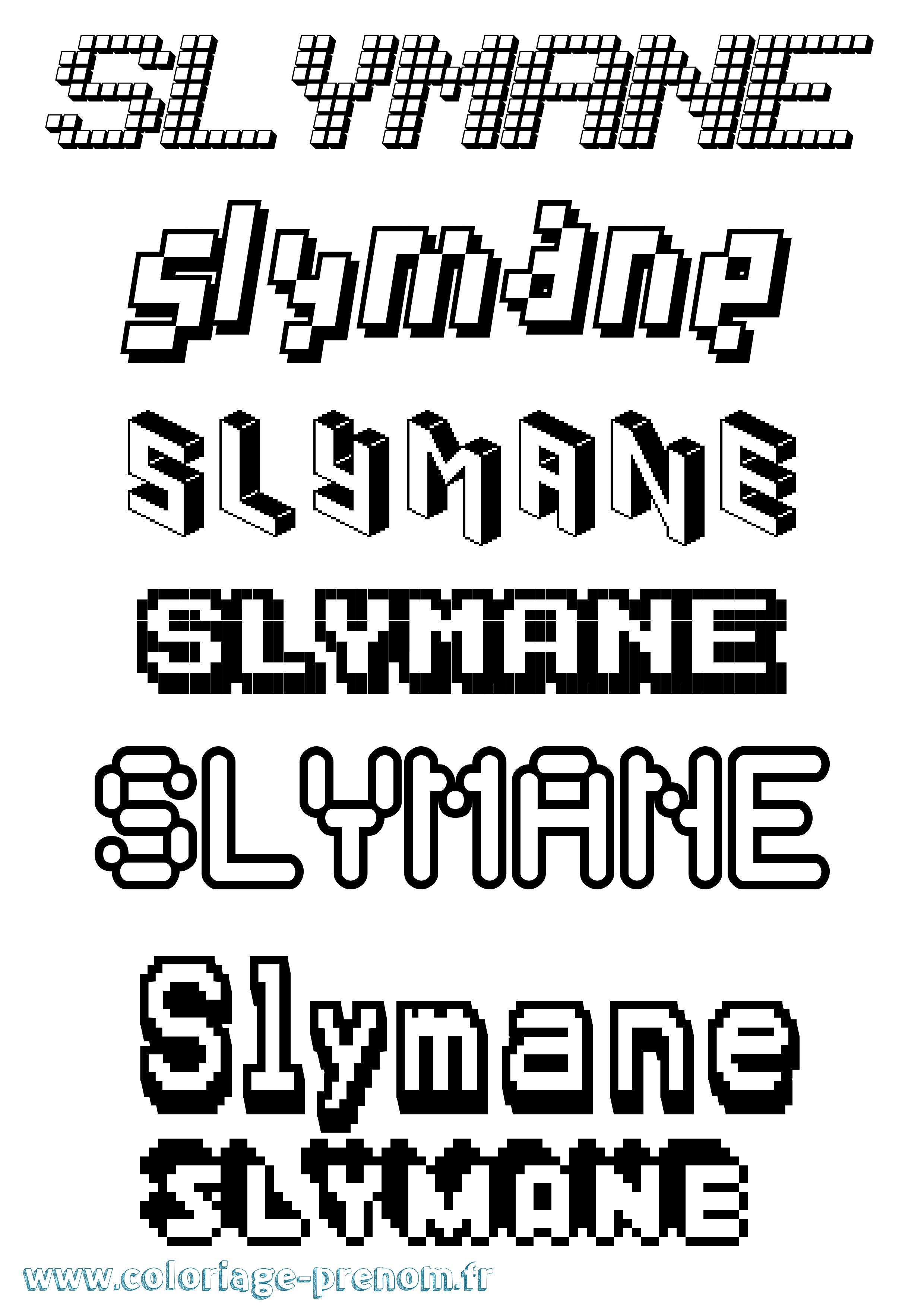 Coloriage Slymane Pixel Coloriage prénom Slymane Pixel