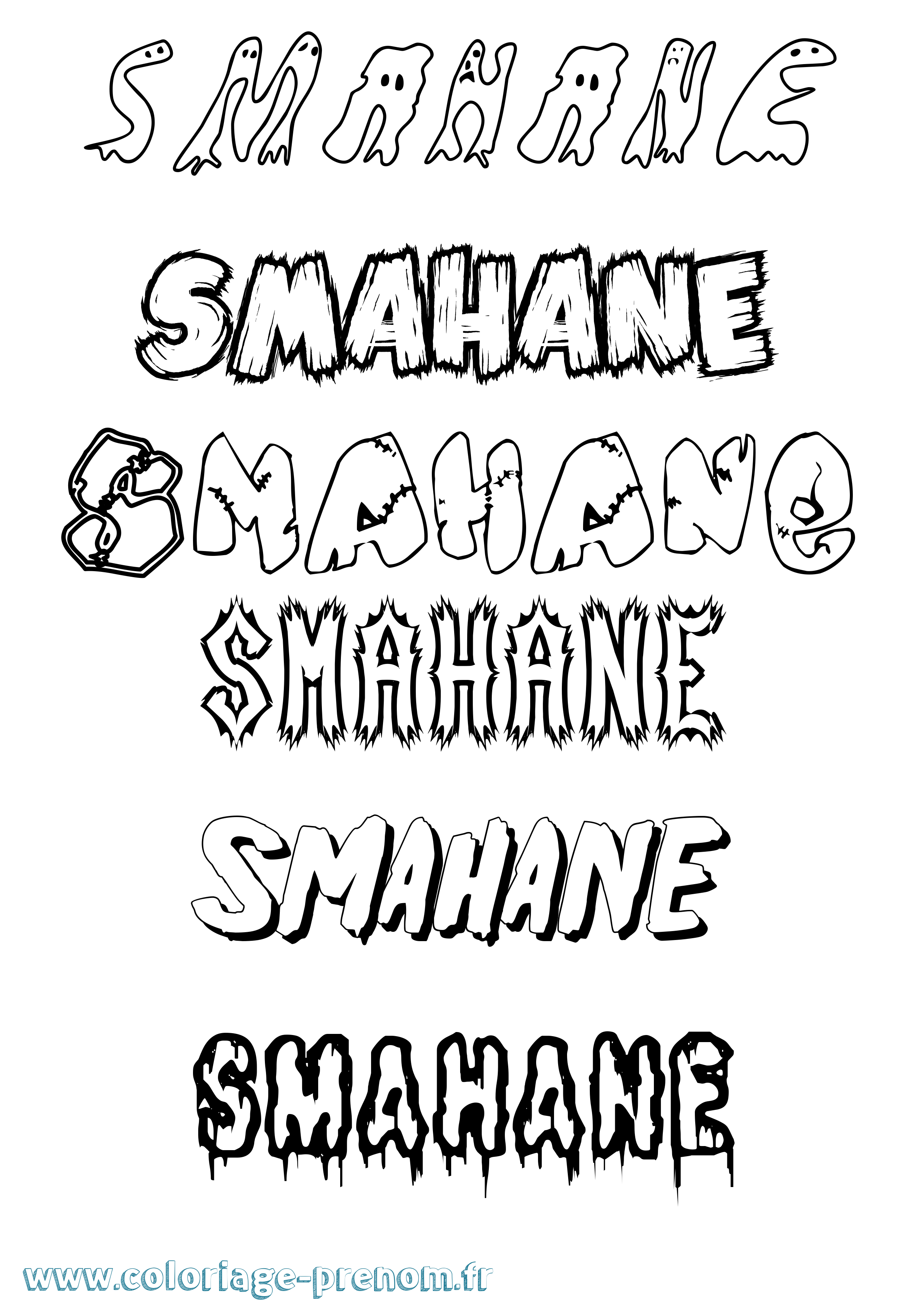 Coloriage Smahane Frisson Coloriage prénom Smahane Frisson
