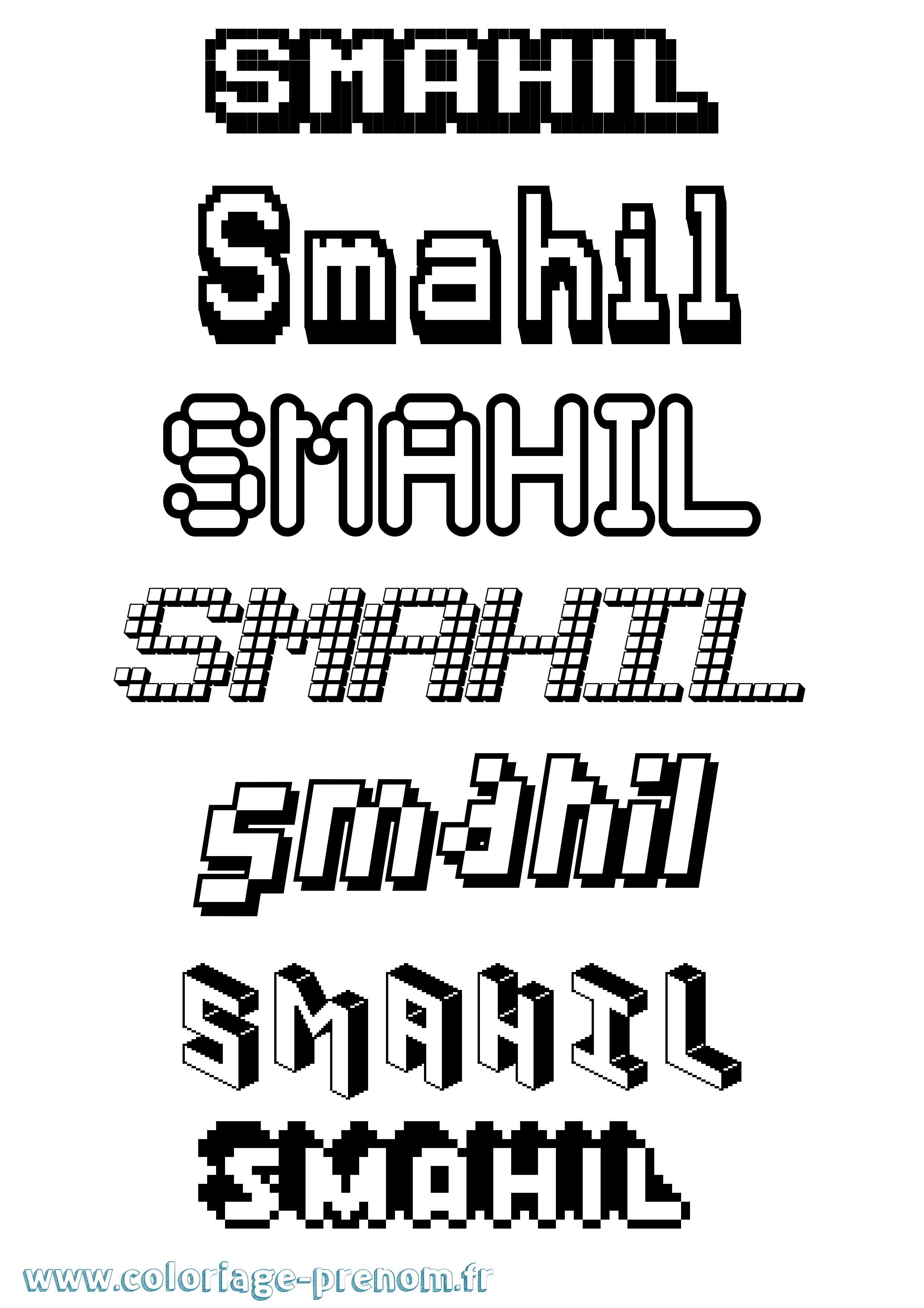 Coloriage Smahil Pixel Coloriage prénom Smahil Pixel