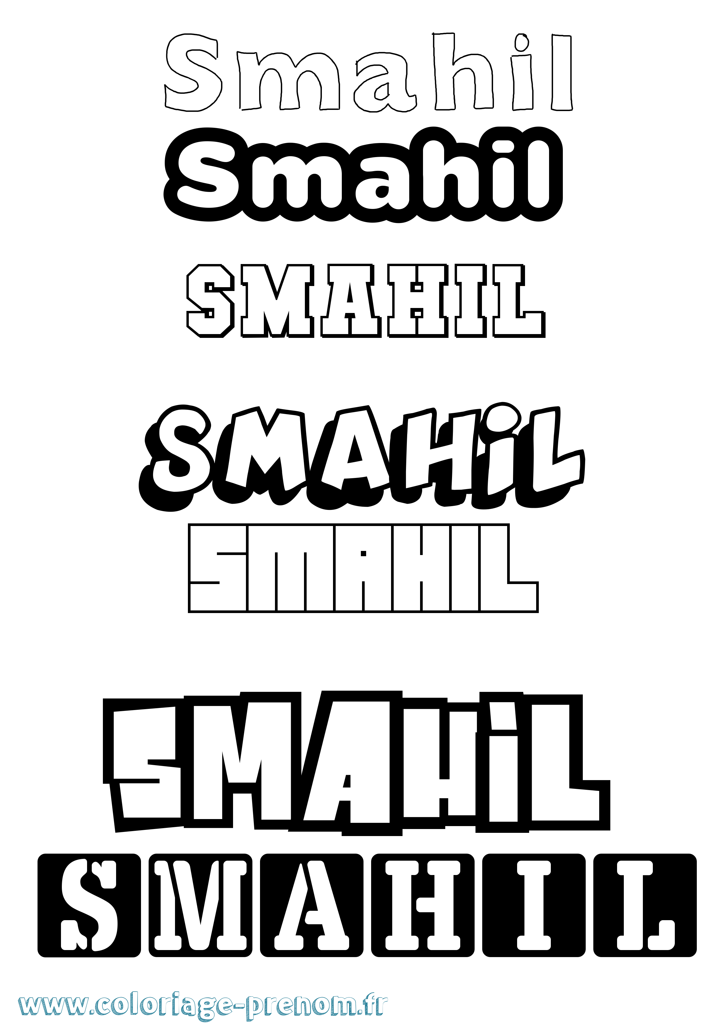 Coloriage Smahil Simple Coloriage prénom Smahil Simple