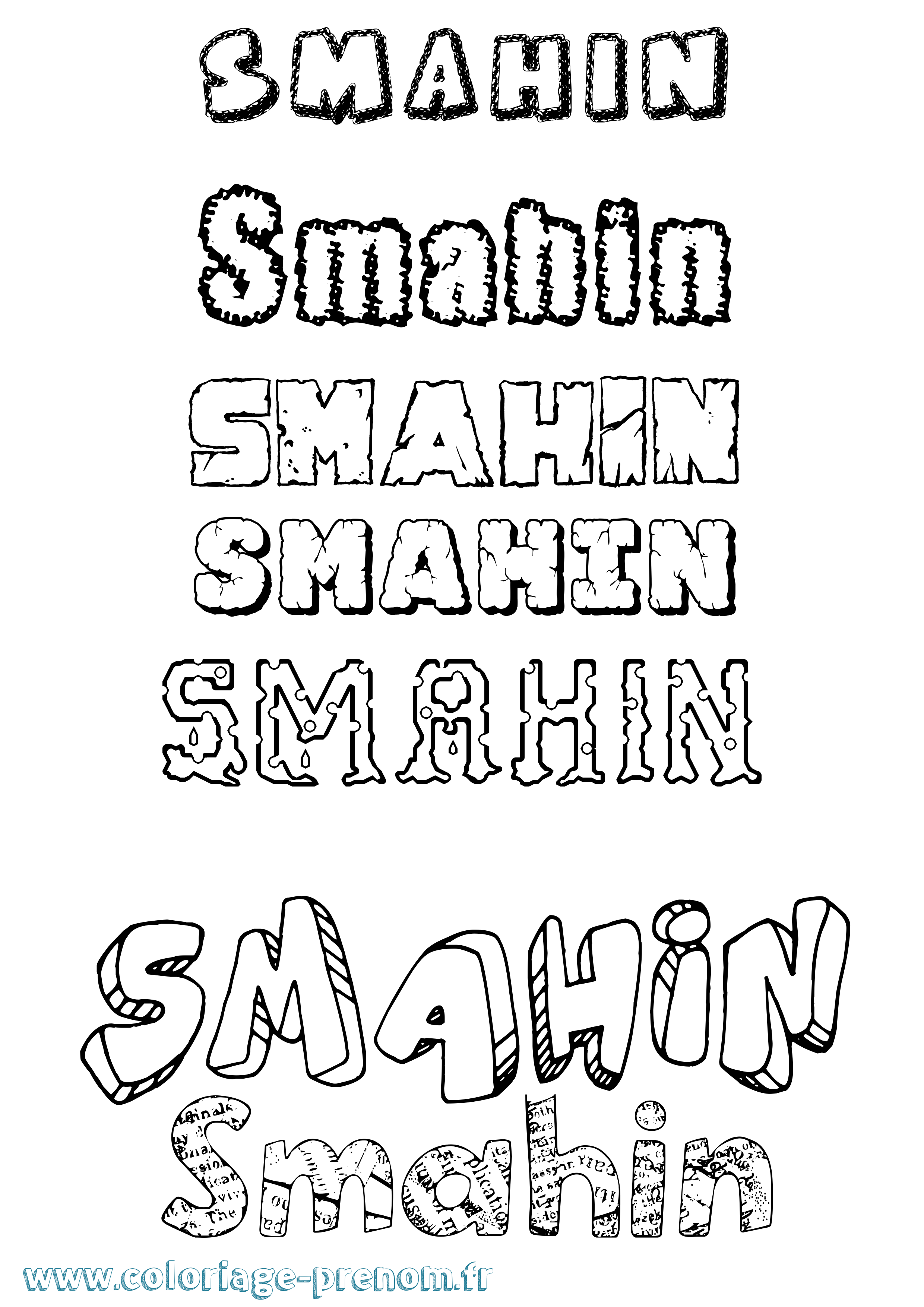 Coloriage Smahin Destructuré Coloriage prénom Smahin Destructuré