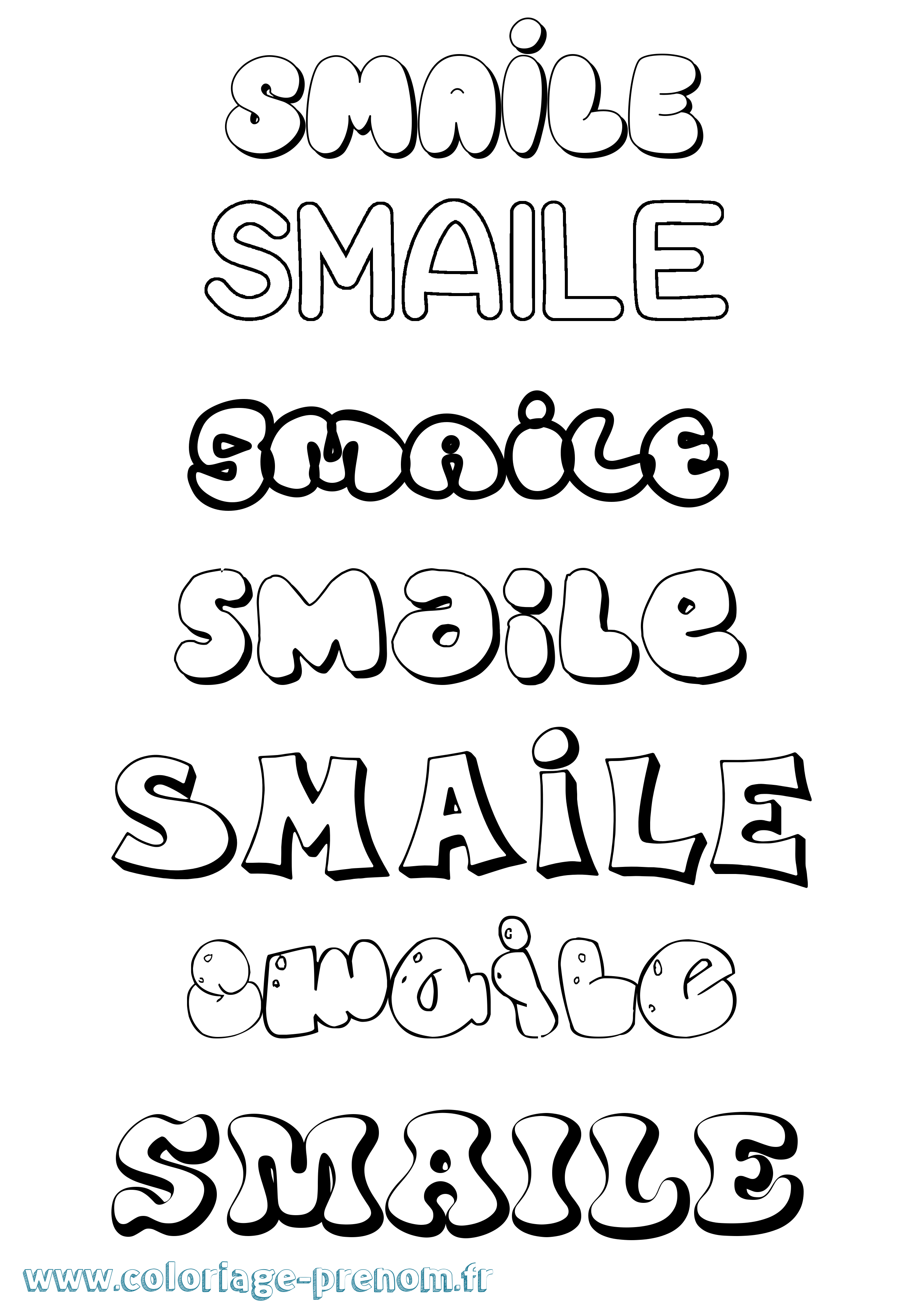 Coloriage Smaile Bubble Coloriage prénom Smaile Bubble