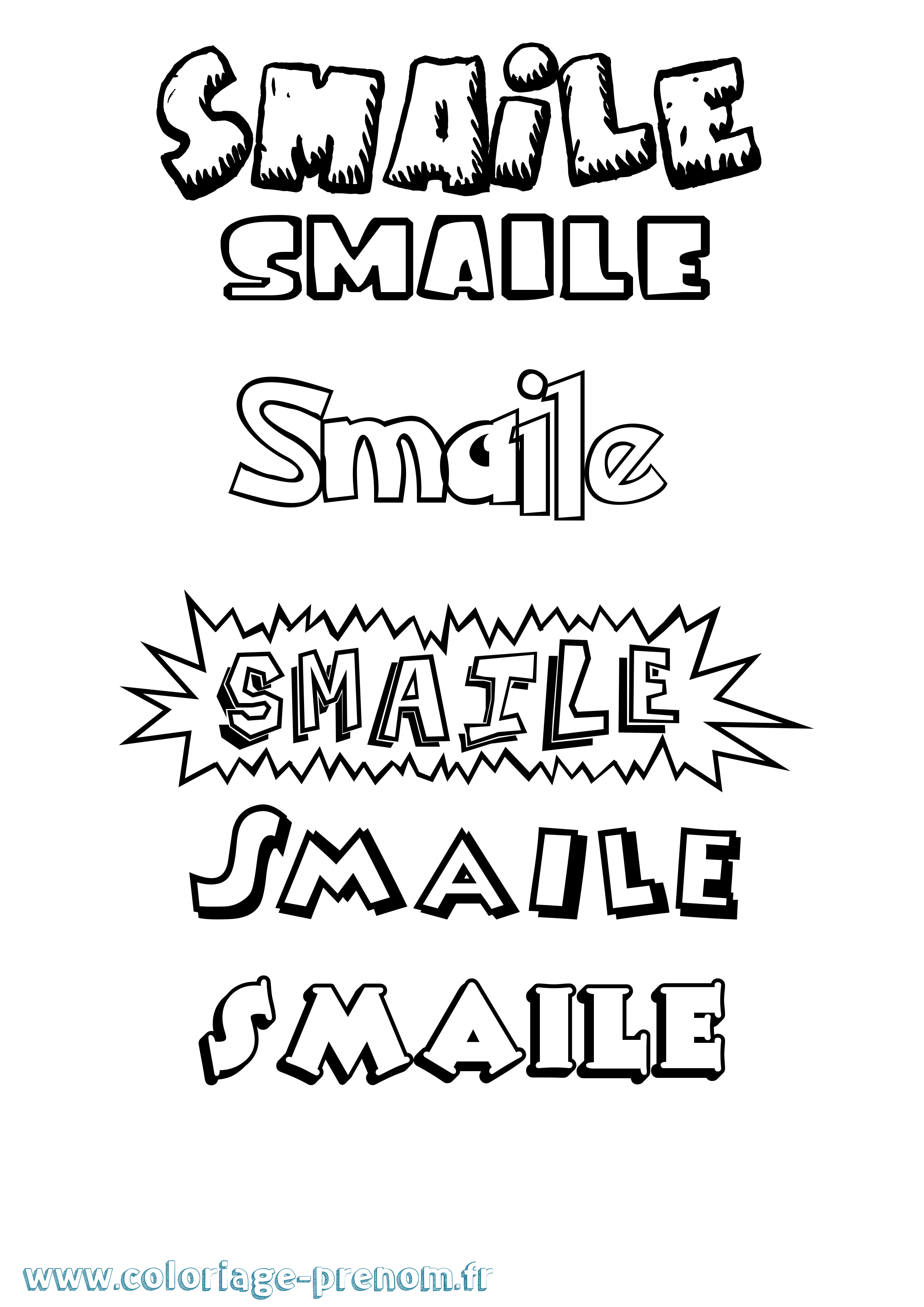 Coloriage Smaile Dessin Animé Coloriage prénom Smaile Dessin Animé
