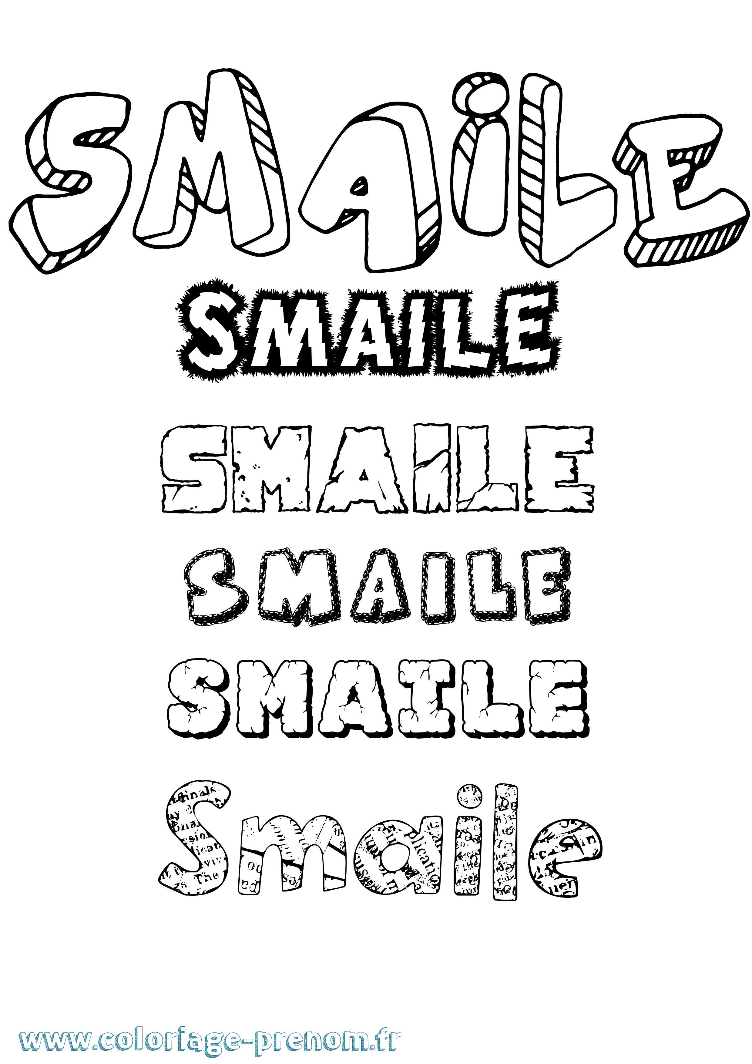 Coloriage Smaile Destructuré Coloriage prénom Smaile Destructuré