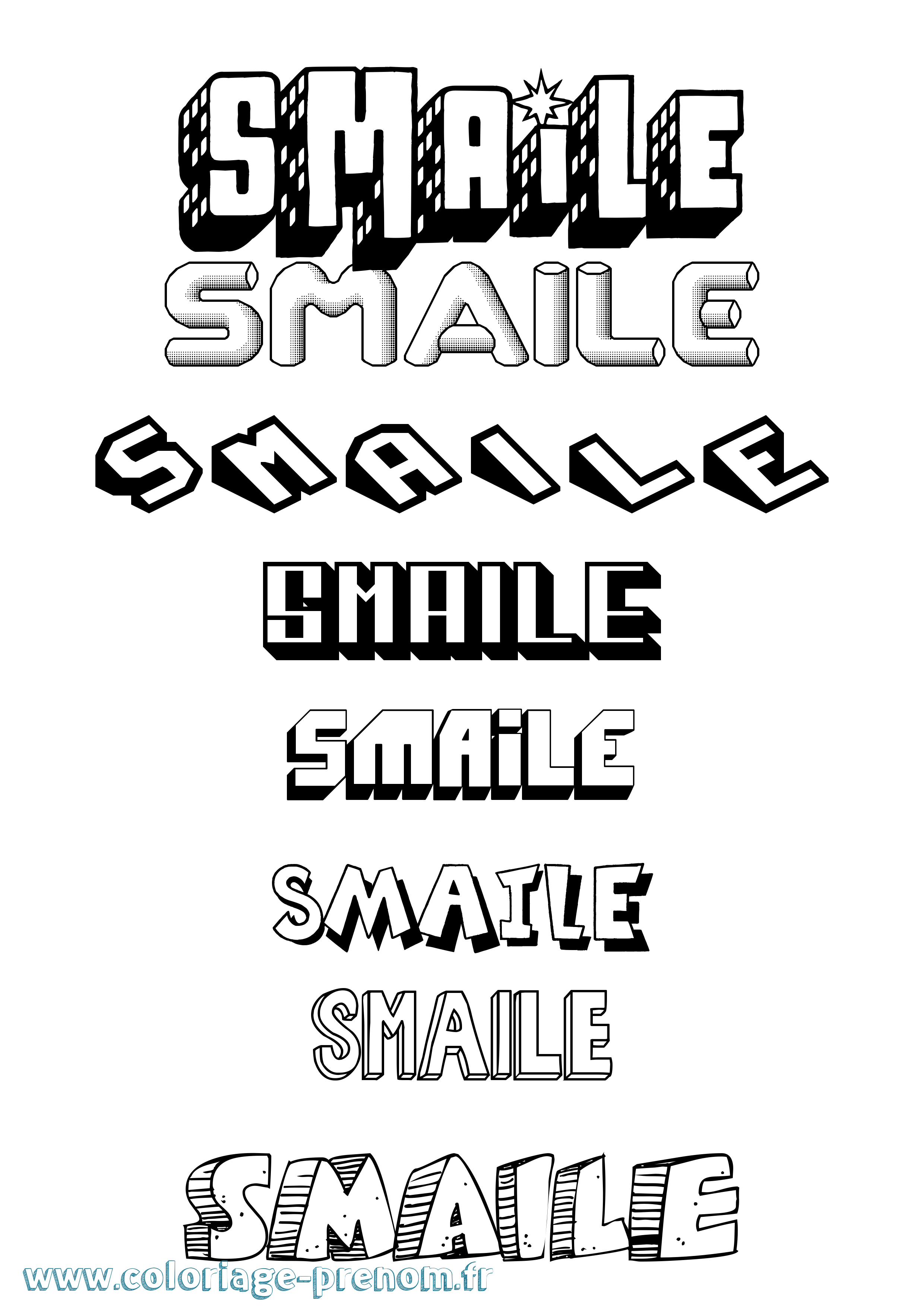 Coloriage Smaile Effet 3D Coloriage prénom Smaile Effet 3D