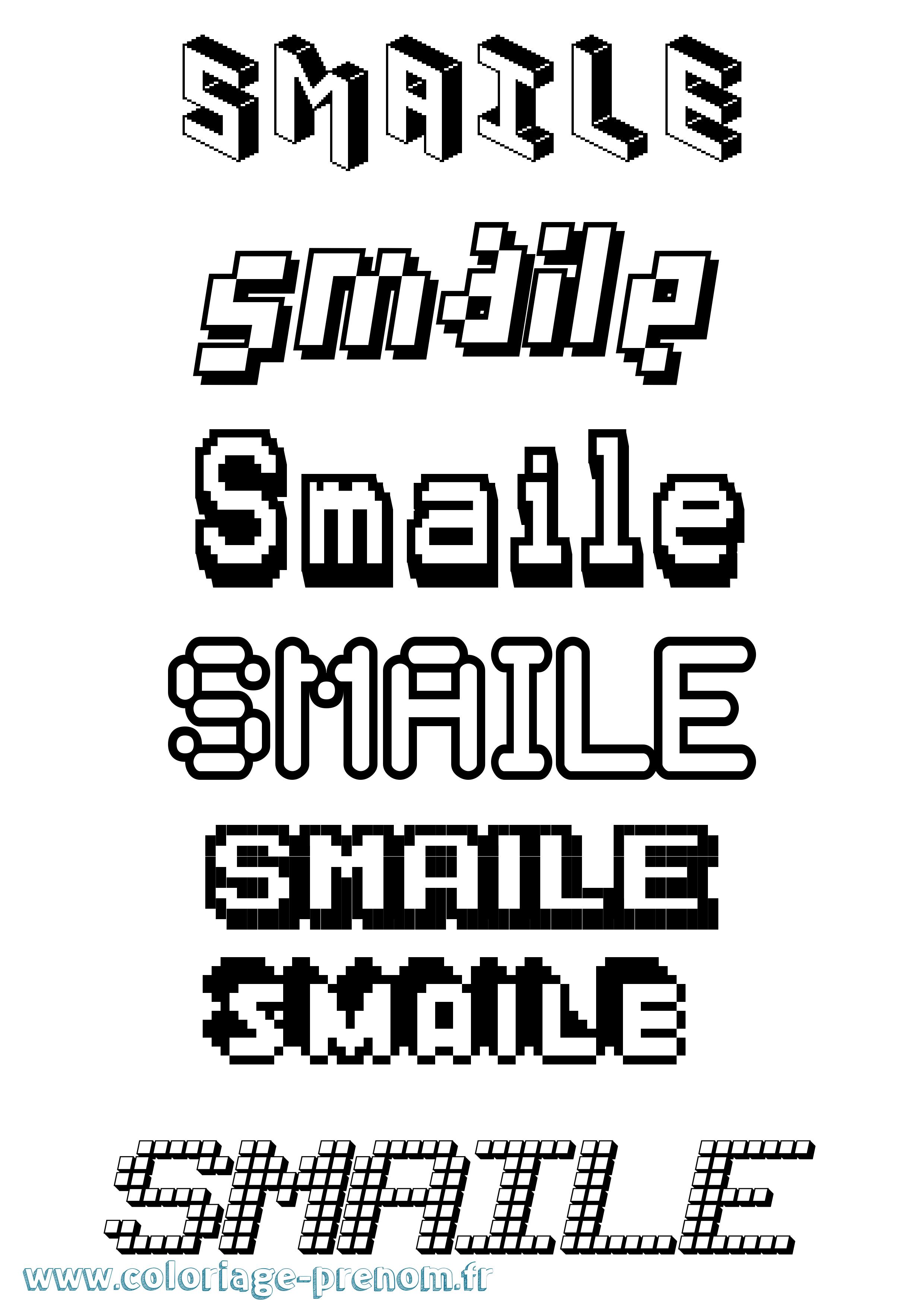 Coloriage Smaile Pixel Coloriage prénom Smaile Pixel