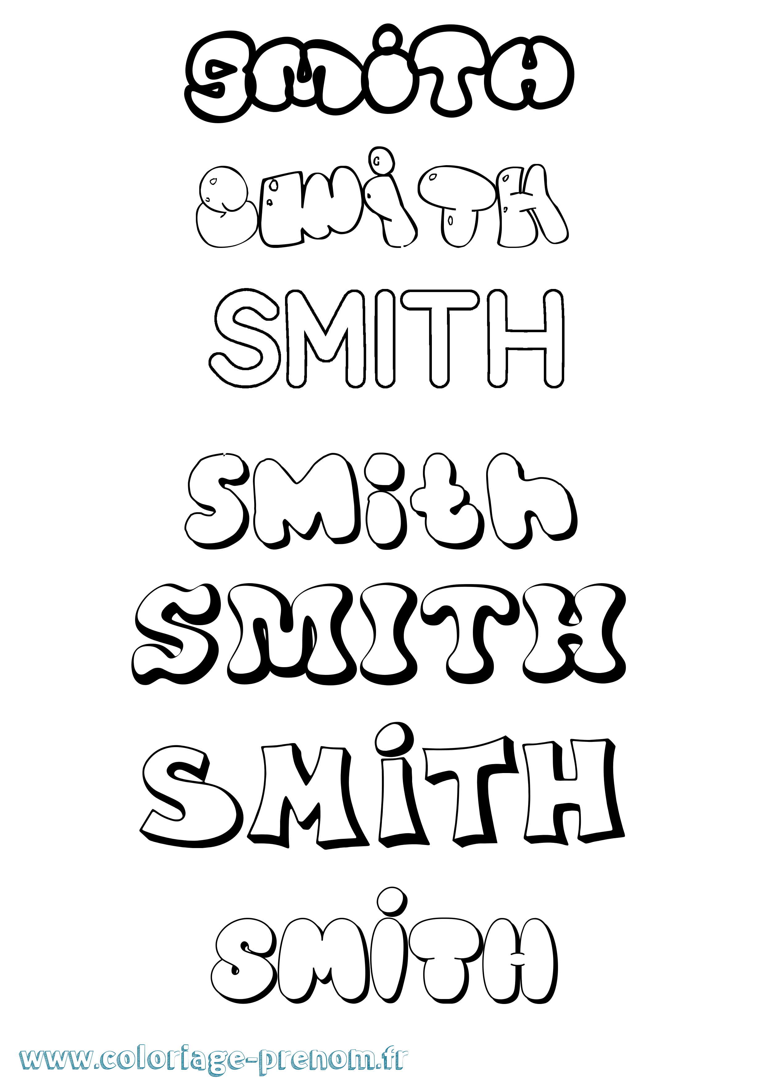 Coloriage Smith Bubble Coloriage prénom Smith Bubble