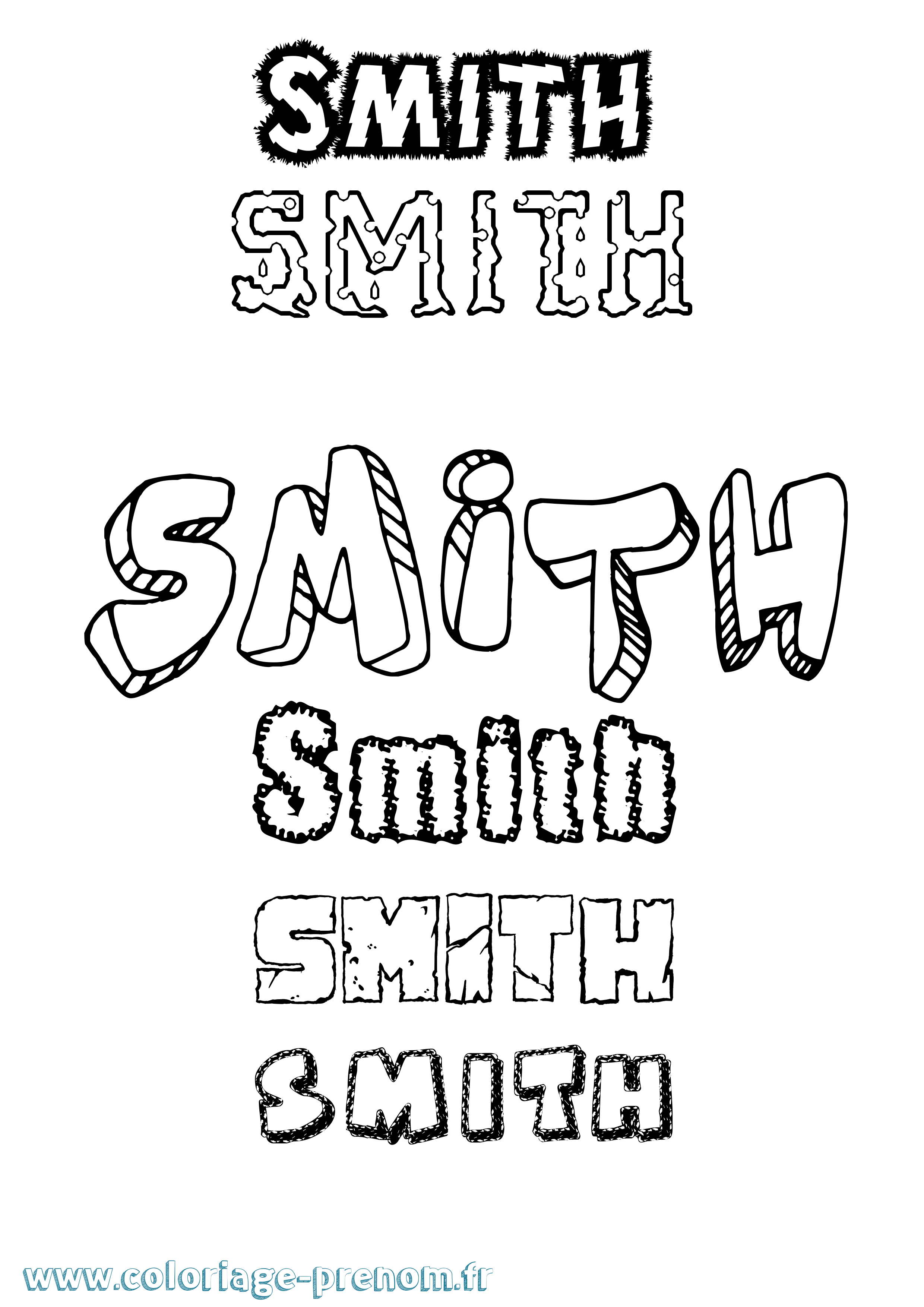 Coloriage Smith Destructuré Coloriage prénom Smith Destructuré