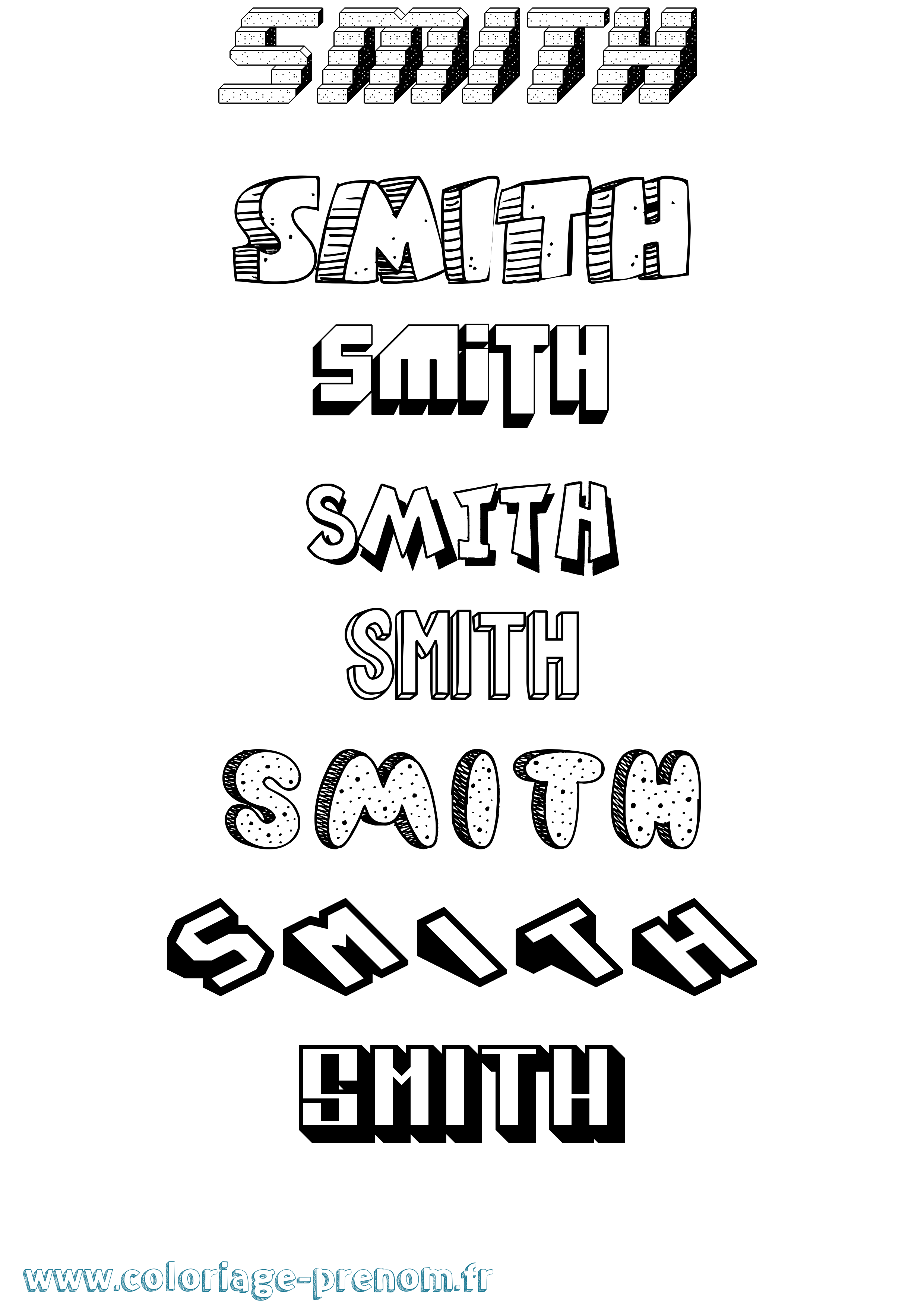 Coloriage Smith Effet 3D Coloriage prénom Smith Effet 3D