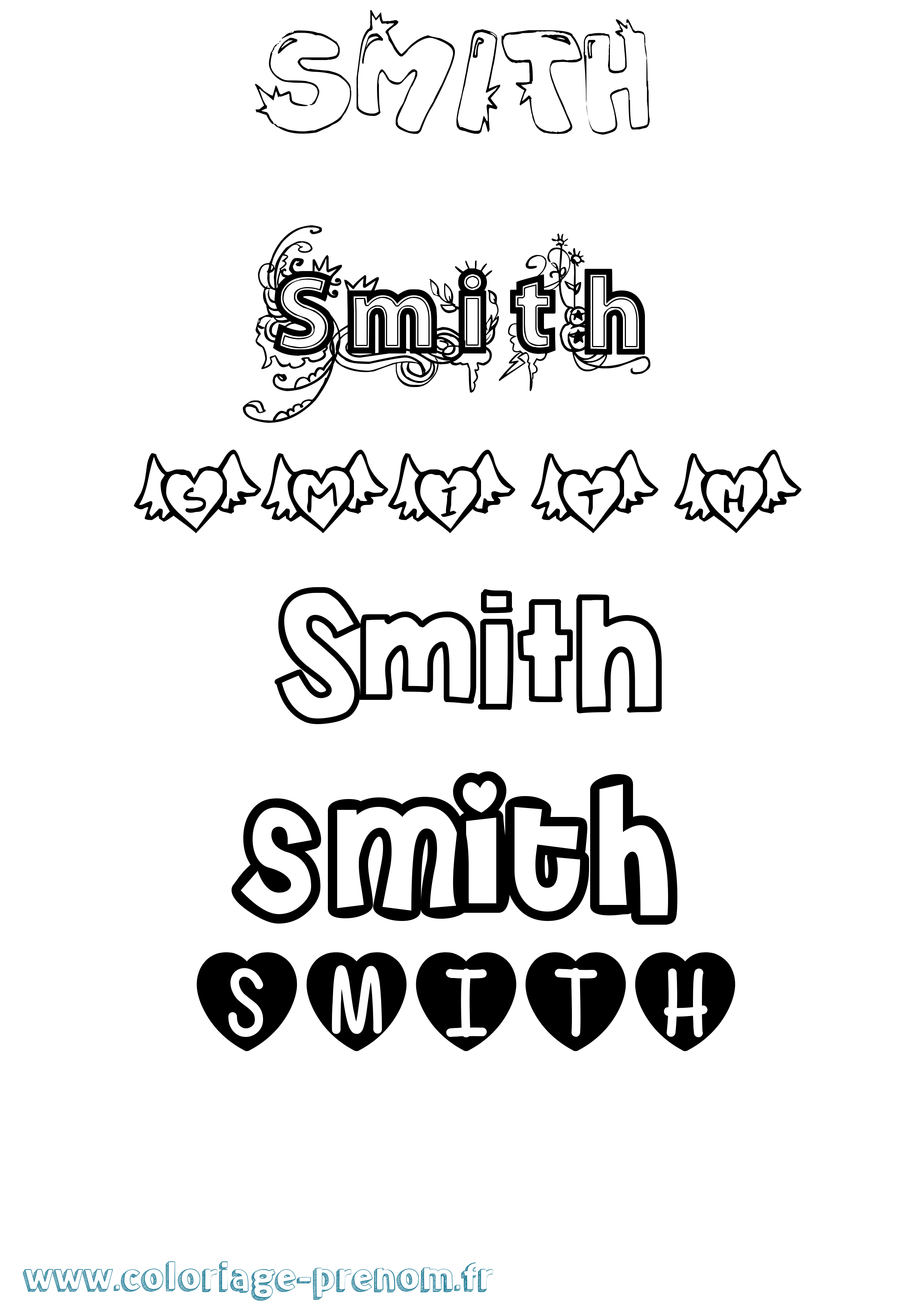 Coloriage Smith Girly Coloriage prénom Smith Girly