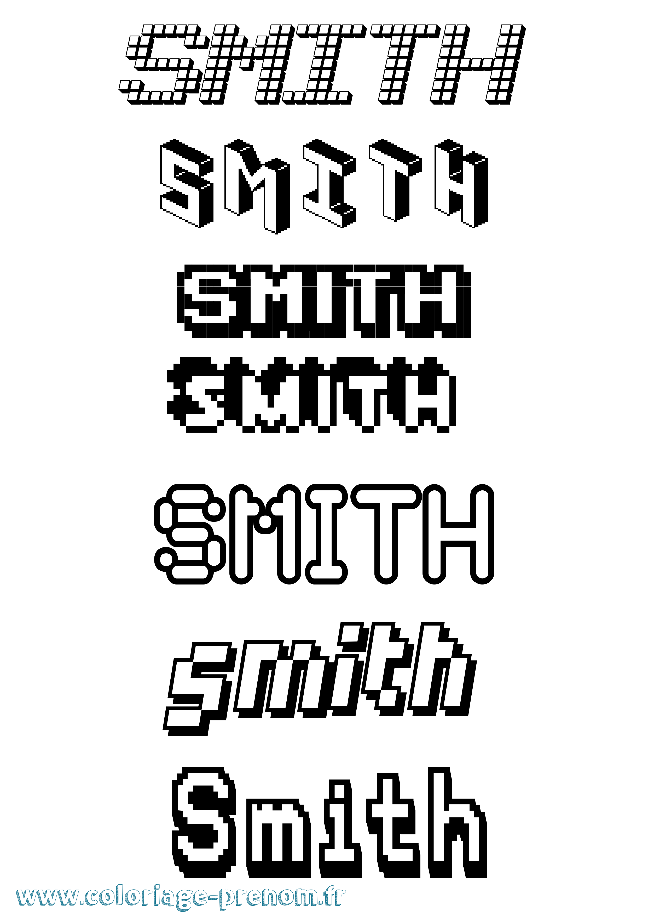 Coloriage Smith Pixel Coloriage prénom Smith Pixel