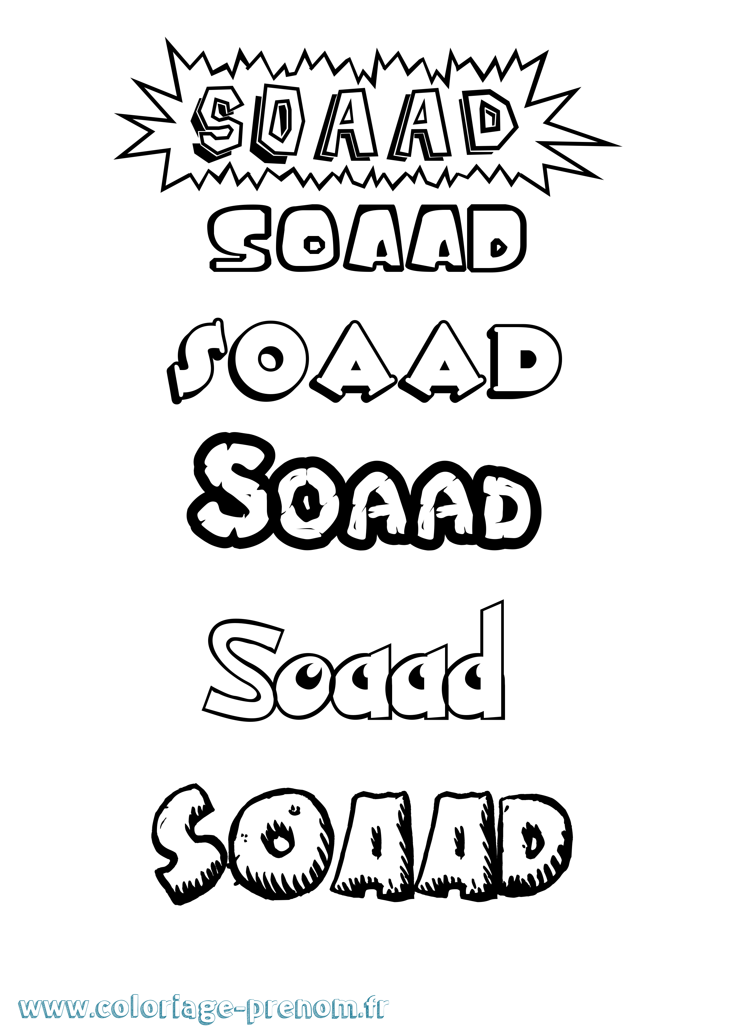 Coloriage Soaad Dessin Animé Coloriage prénom Soaad Dessin Animé