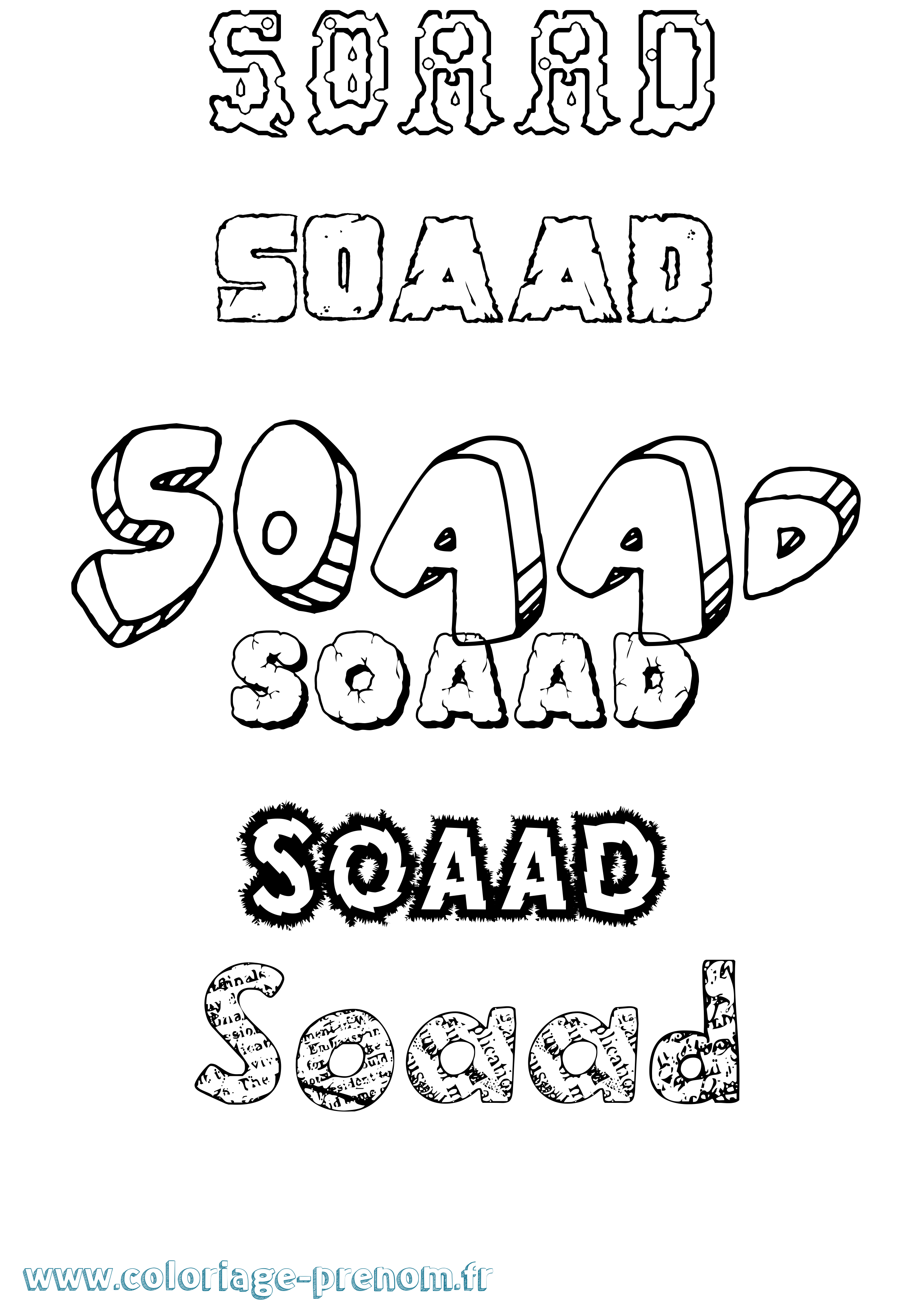 Coloriage Soaad Destructuré Coloriage prénom Soaad Destructuré