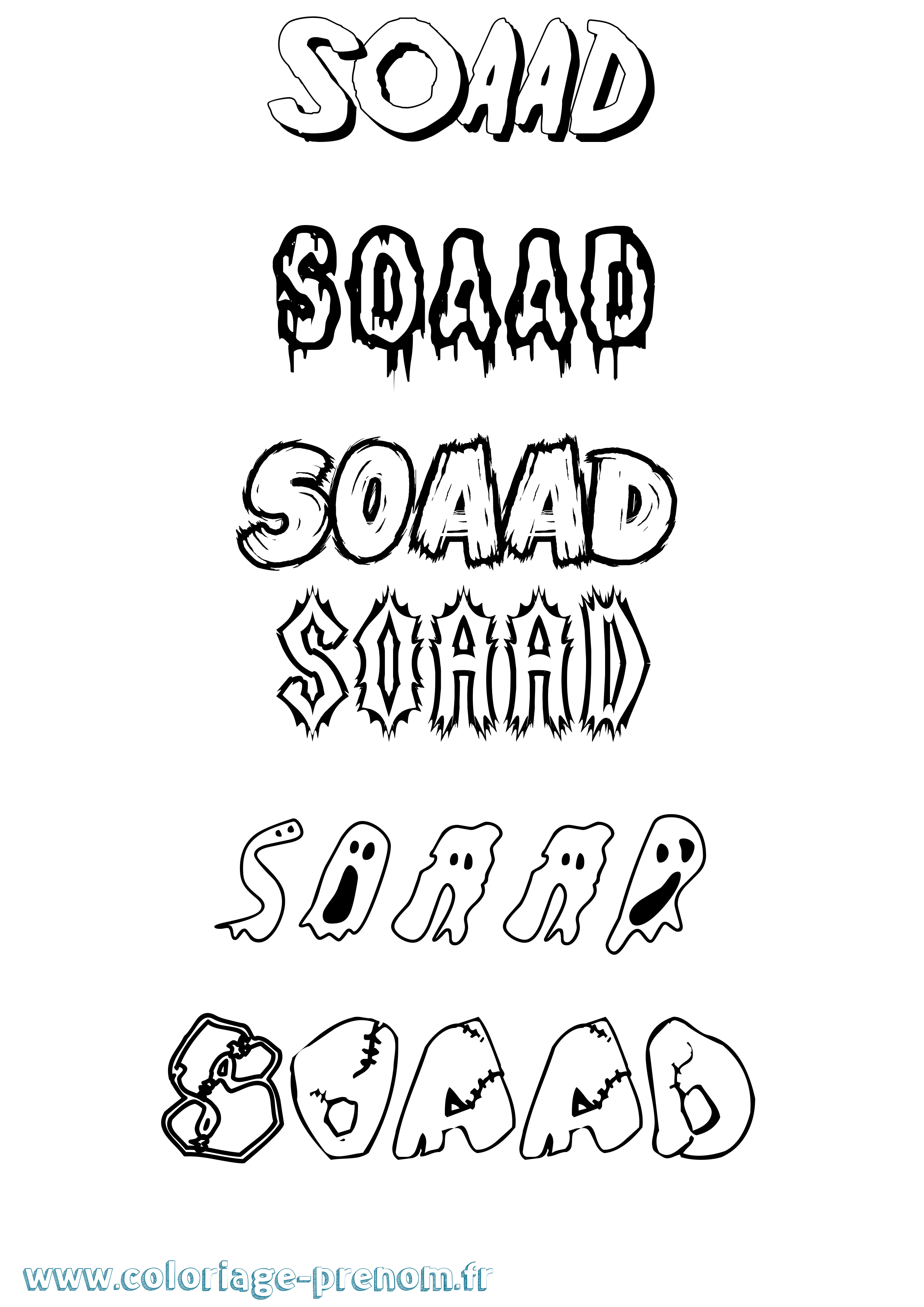 Coloriage Soaad Frisson Coloriage prénom Soaad Frisson