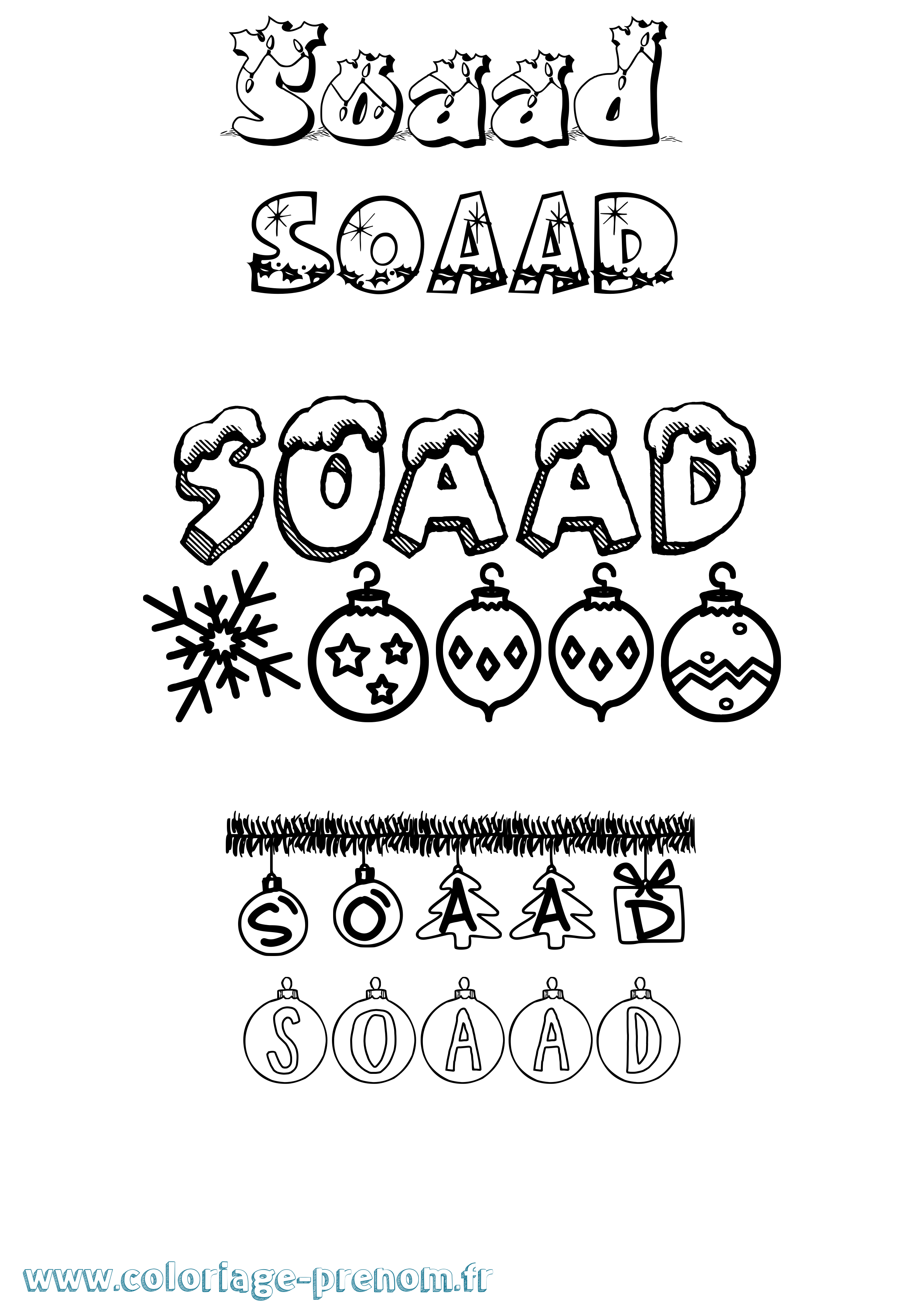Coloriage Soaad Noël Coloriage prénom Soaad Noël