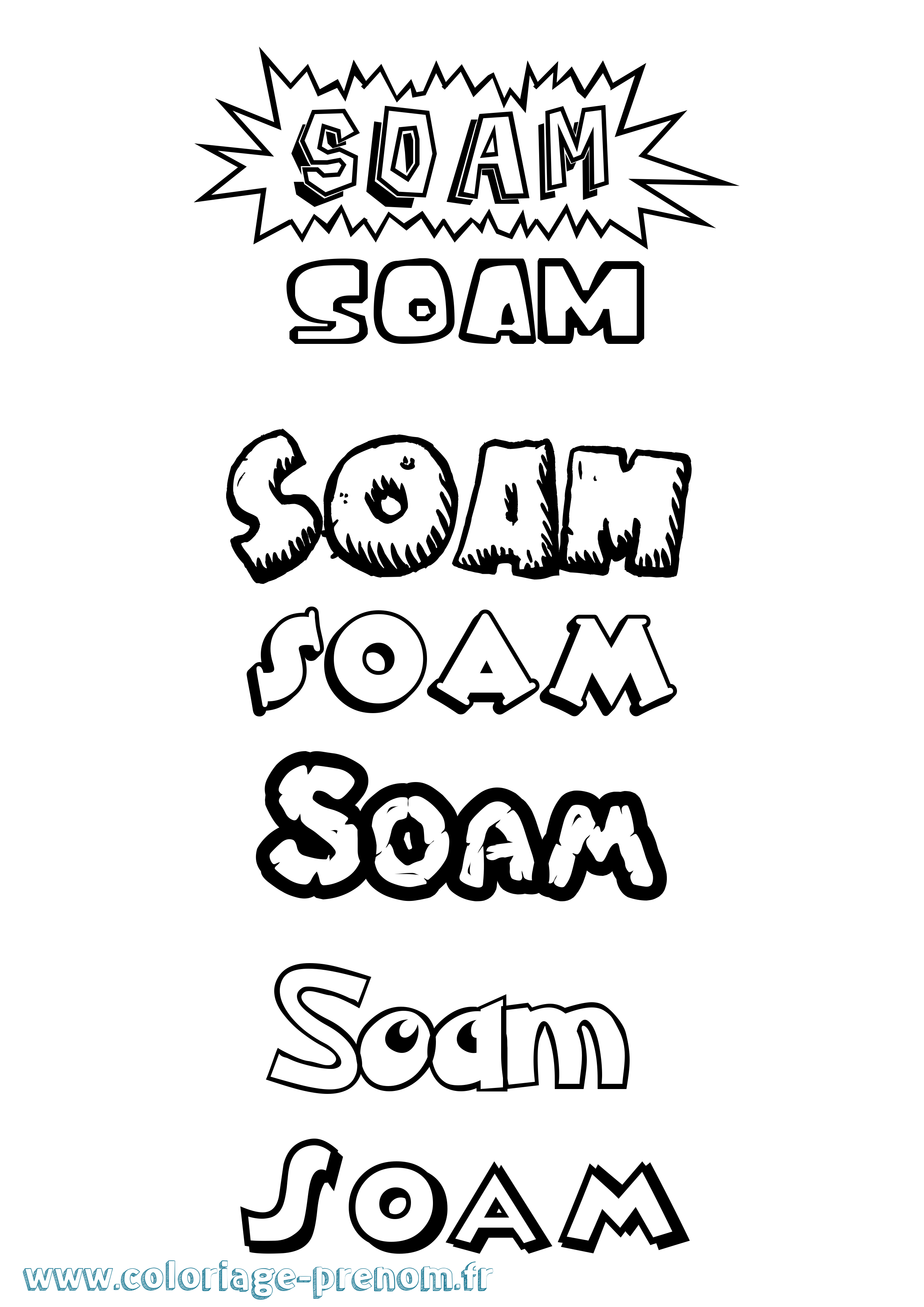 Coloriage Soam Dessin Animé Coloriage prénom Soam Dessin Animé