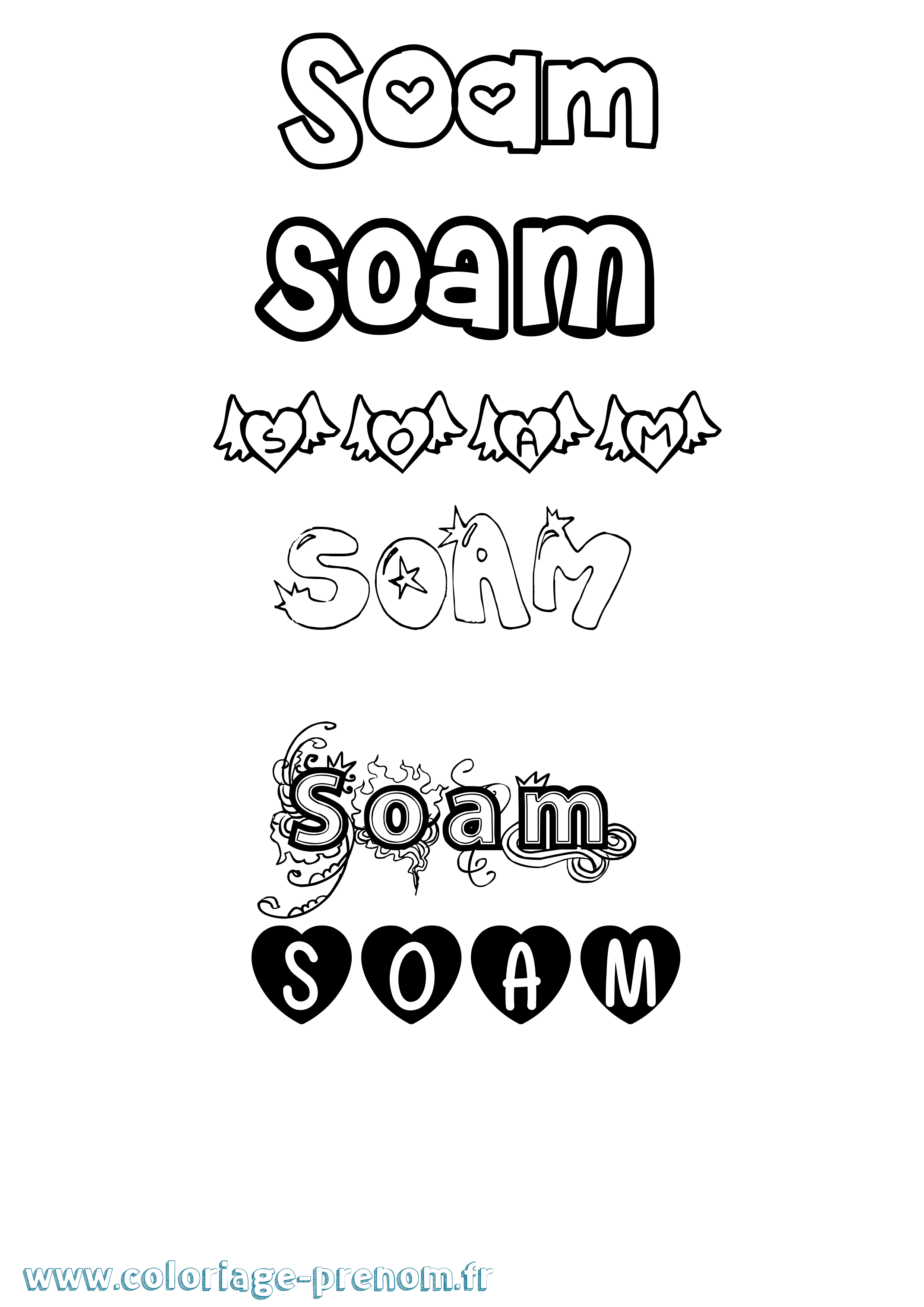 Coloriage Soam Girly Coloriage prénom Soam Girly