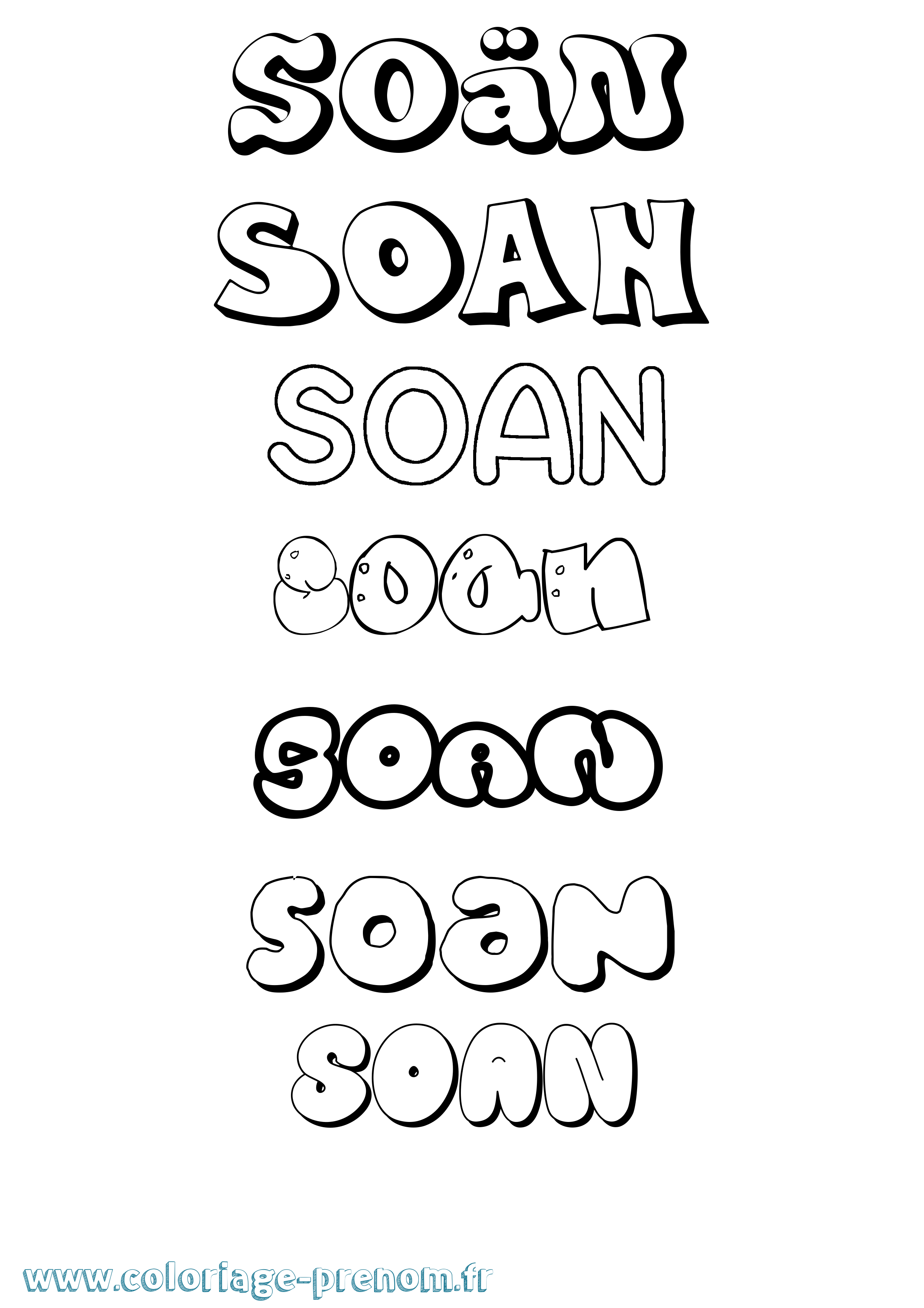 Coloriage Soän Bubble Coloriage prénom Soän Bubble