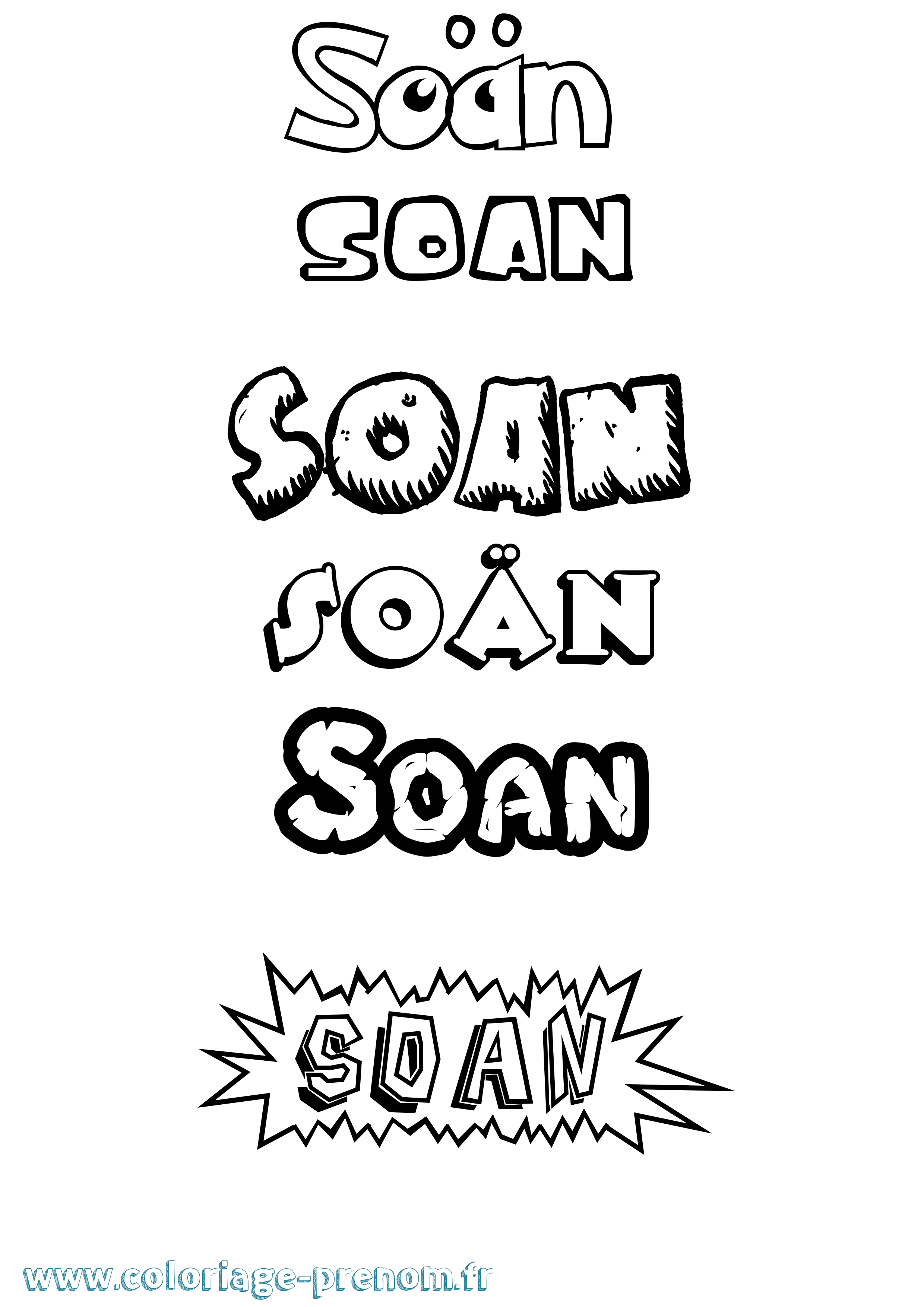 Coloriage Soän Dessin Animé Coloriage prénom Soän Dessin Animé