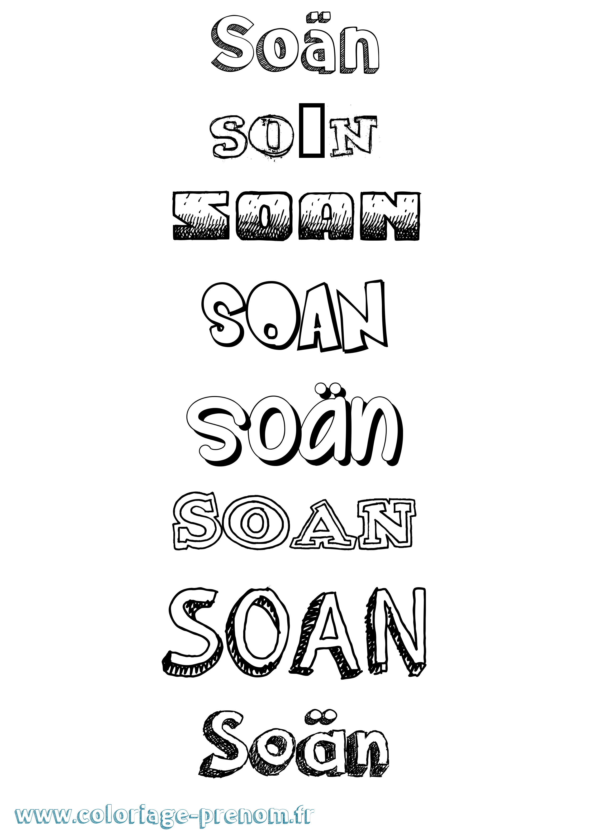 Coloriage Soän Dessiné Coloriage prénom Soän Dessiné