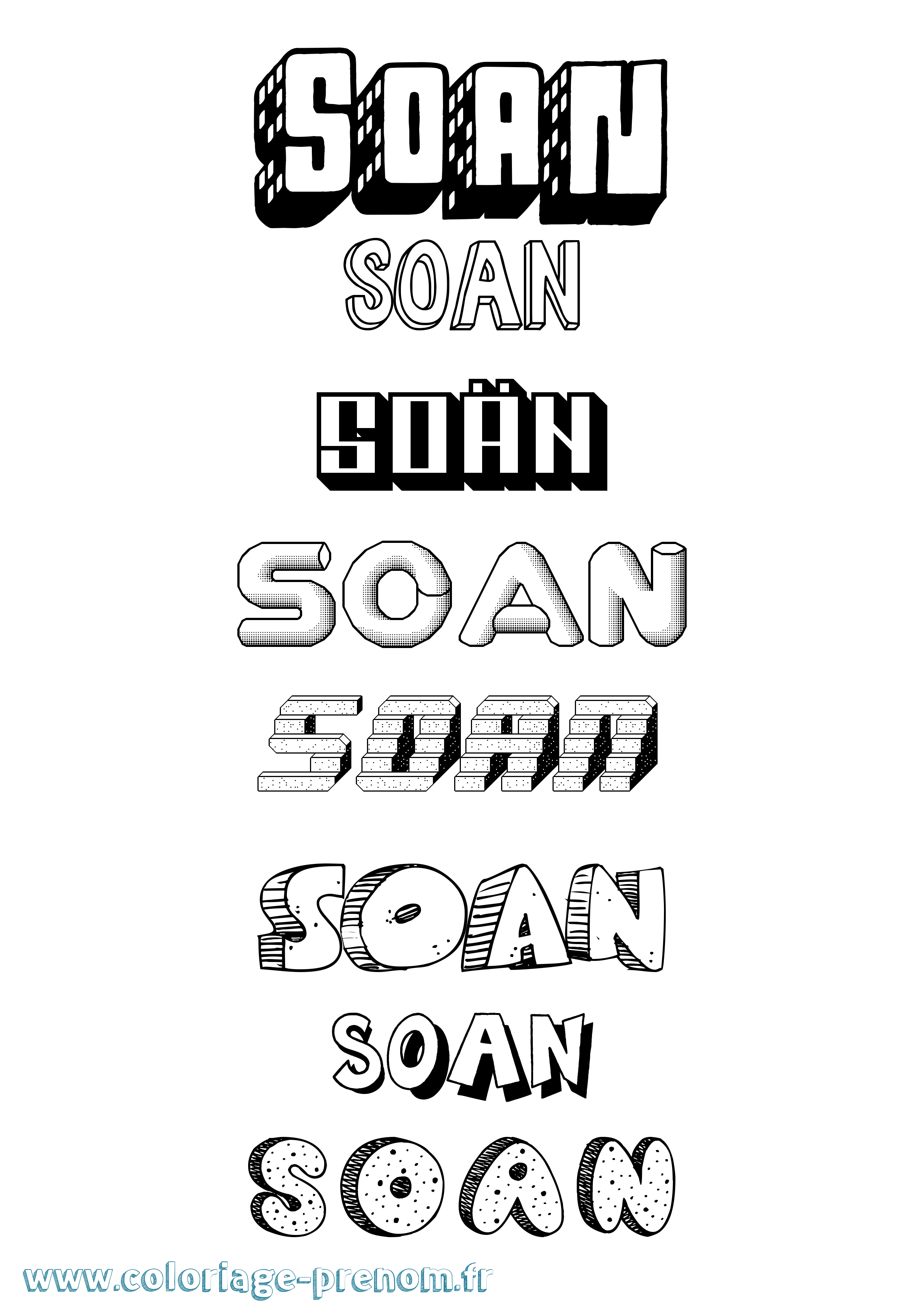 Coloriage Soän Effet 3D Coloriage prénom Soän Effet 3D