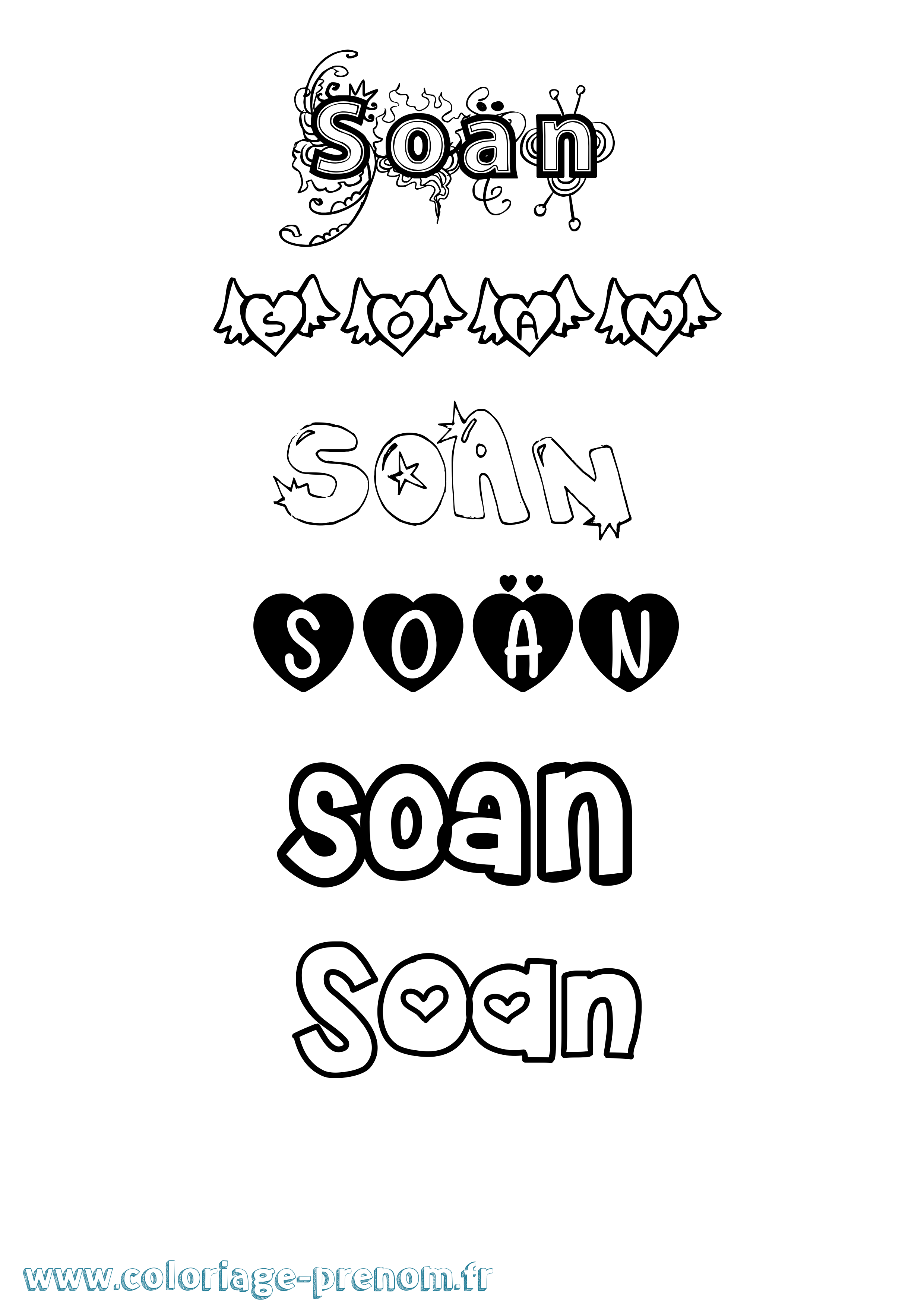 Coloriage Soän Girly Coloriage prénom Soän Girly