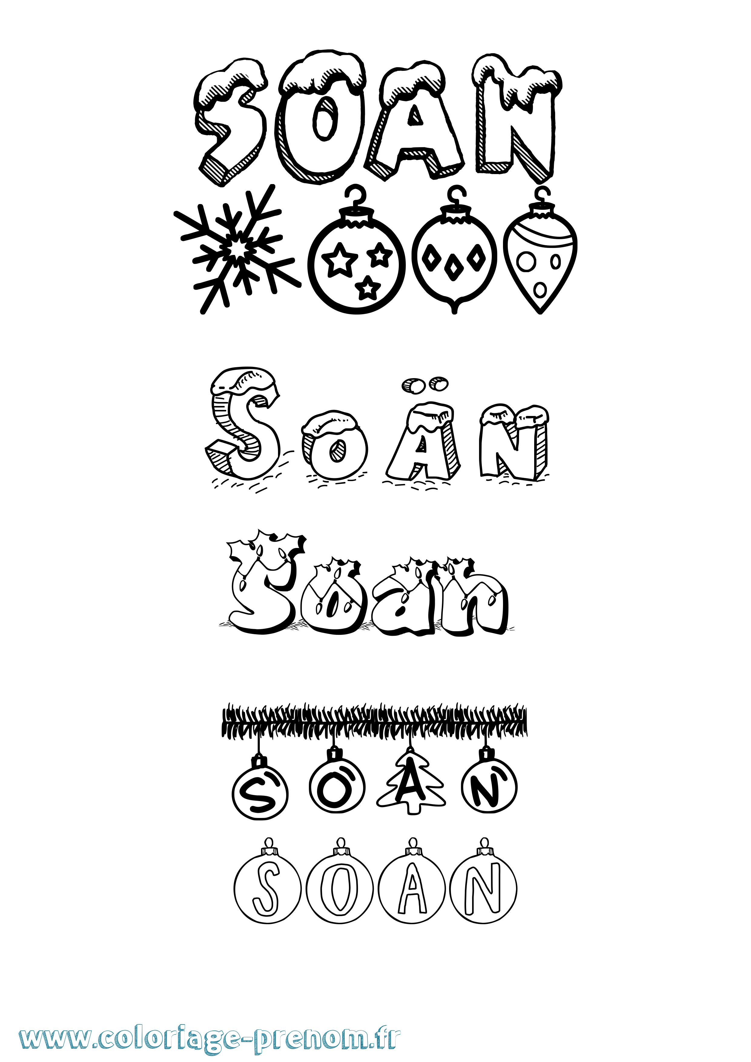 Coloriage Soän Noël Coloriage prénom Soän Noël