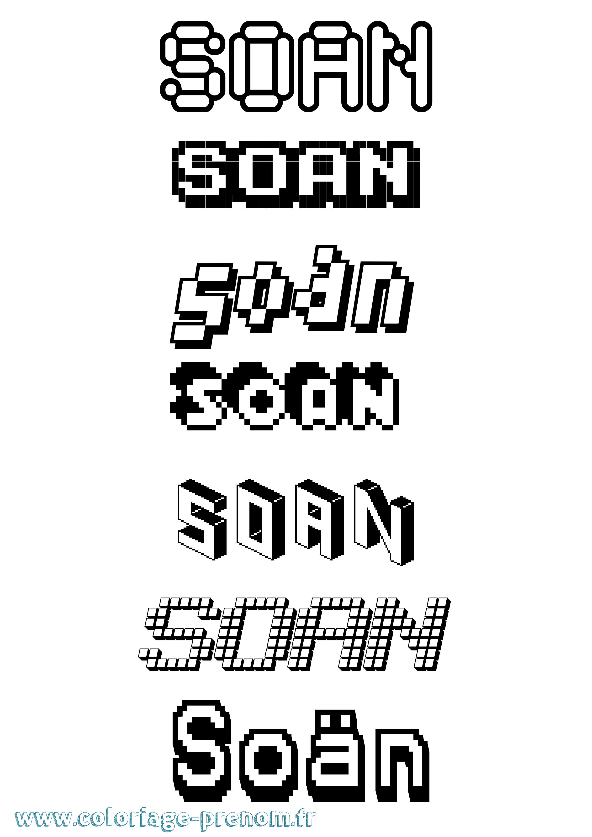 Coloriage Soän Pixel Coloriage prénom Soän Pixel