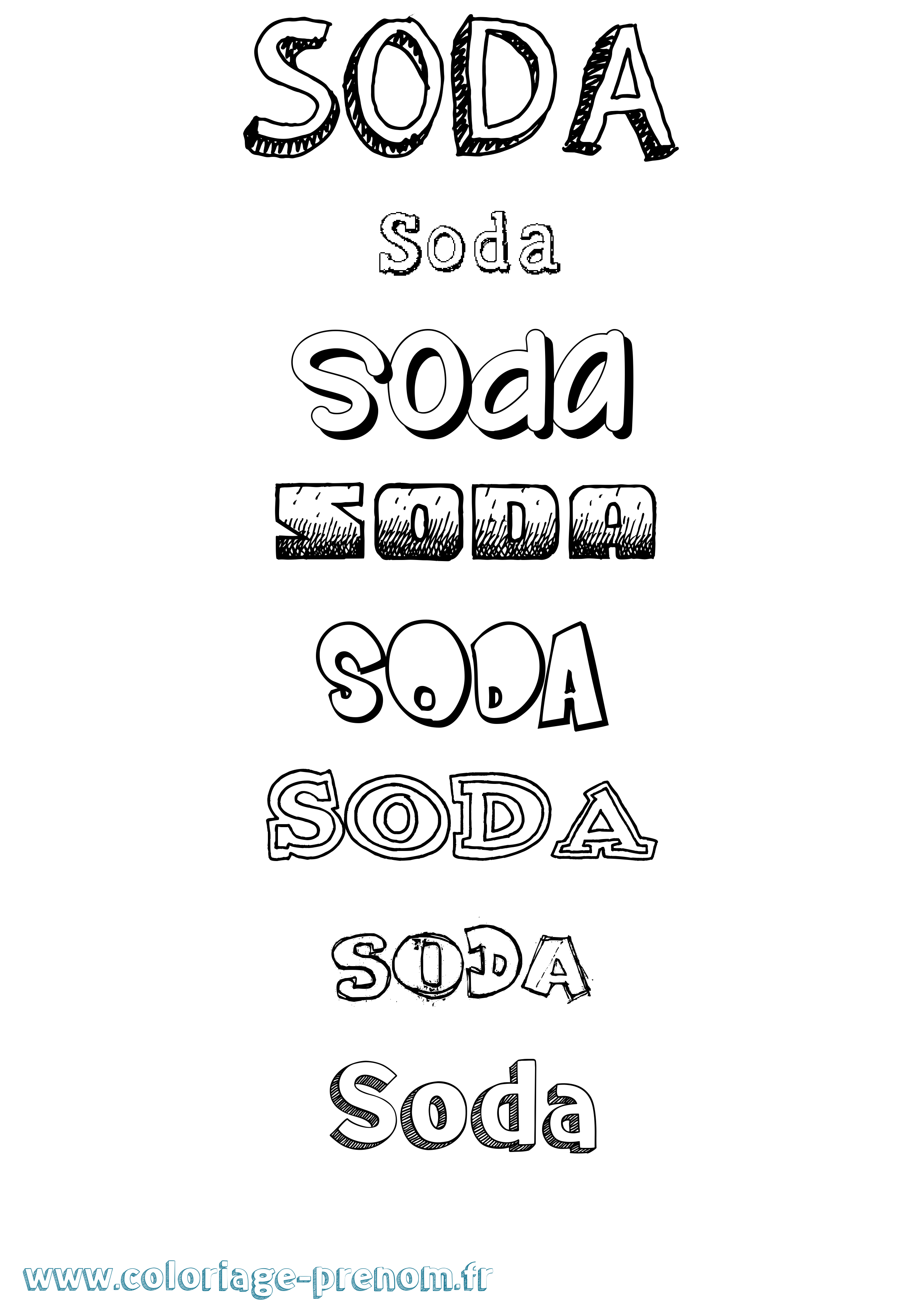 Coloriage Soda Dessiné Coloriage prénom Soda Dessiné