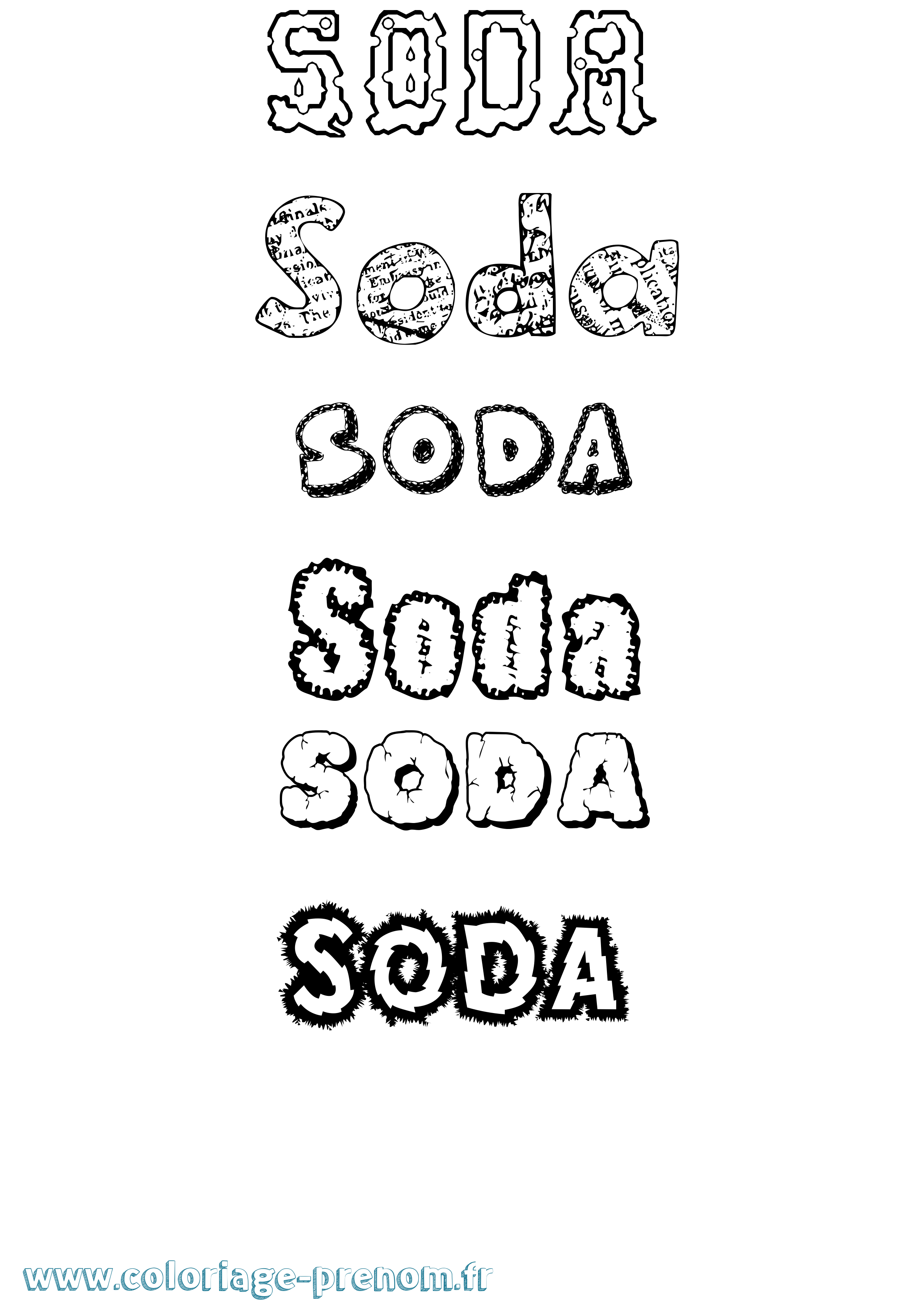 Coloriage Soda Destructuré Coloriage prénom Soda Destructuré