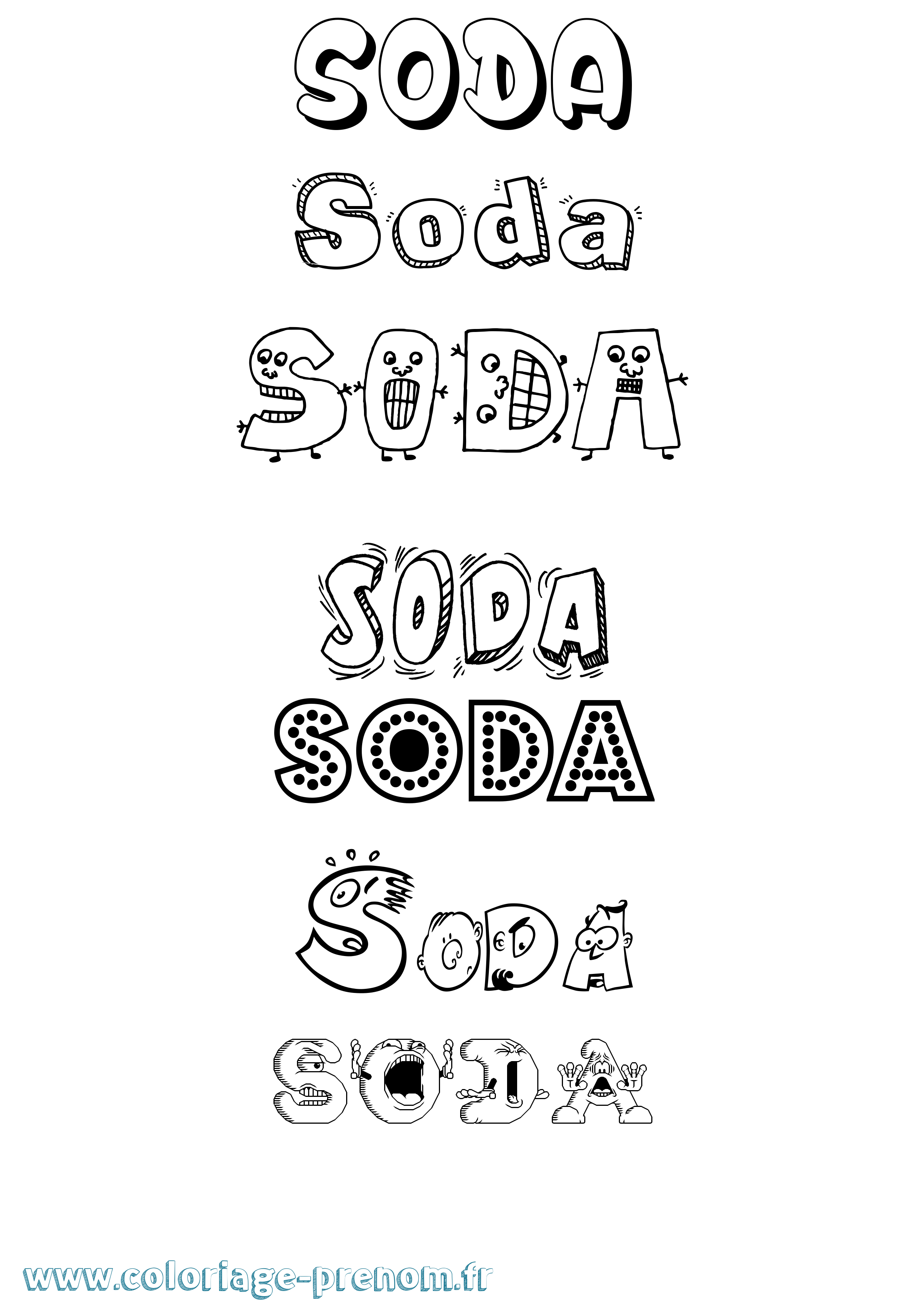 Coloriage Soda Fun Coloriage prénom Soda Fun