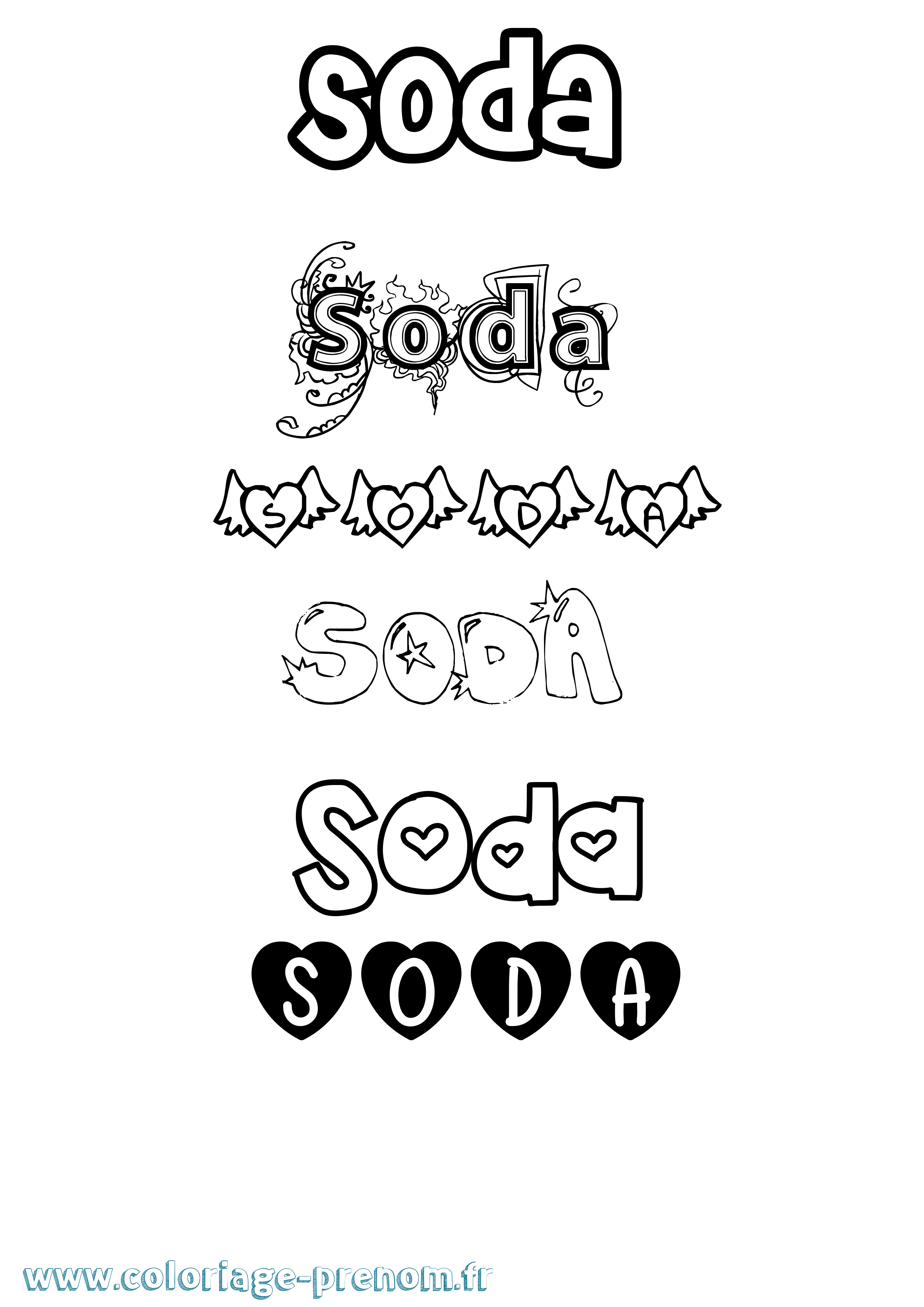 Coloriage Soda Girly Coloriage prénom Soda Girly