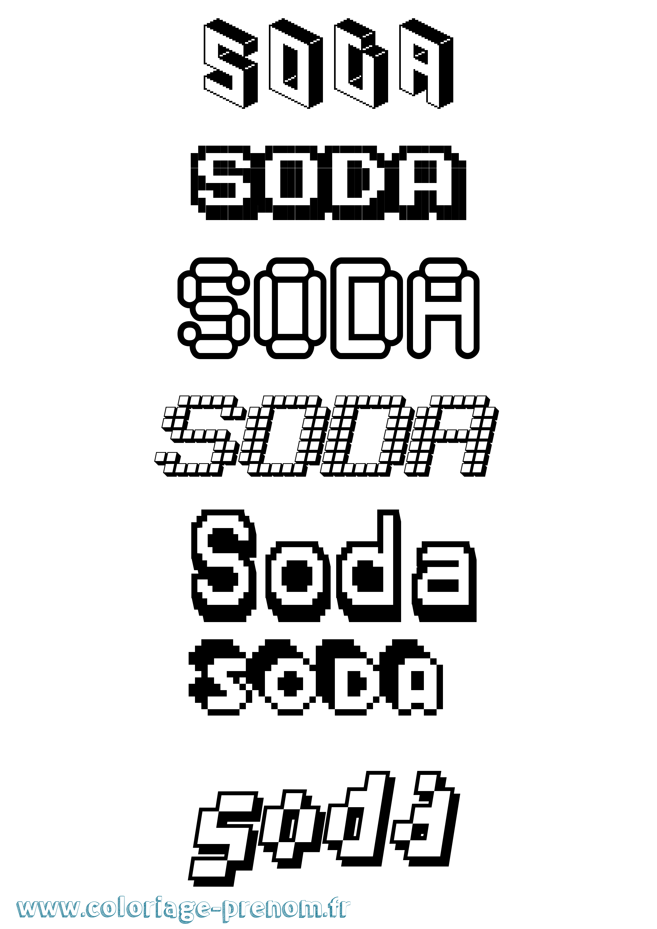 Coloriage Soda Pixel Coloriage prénom Soda Pixel