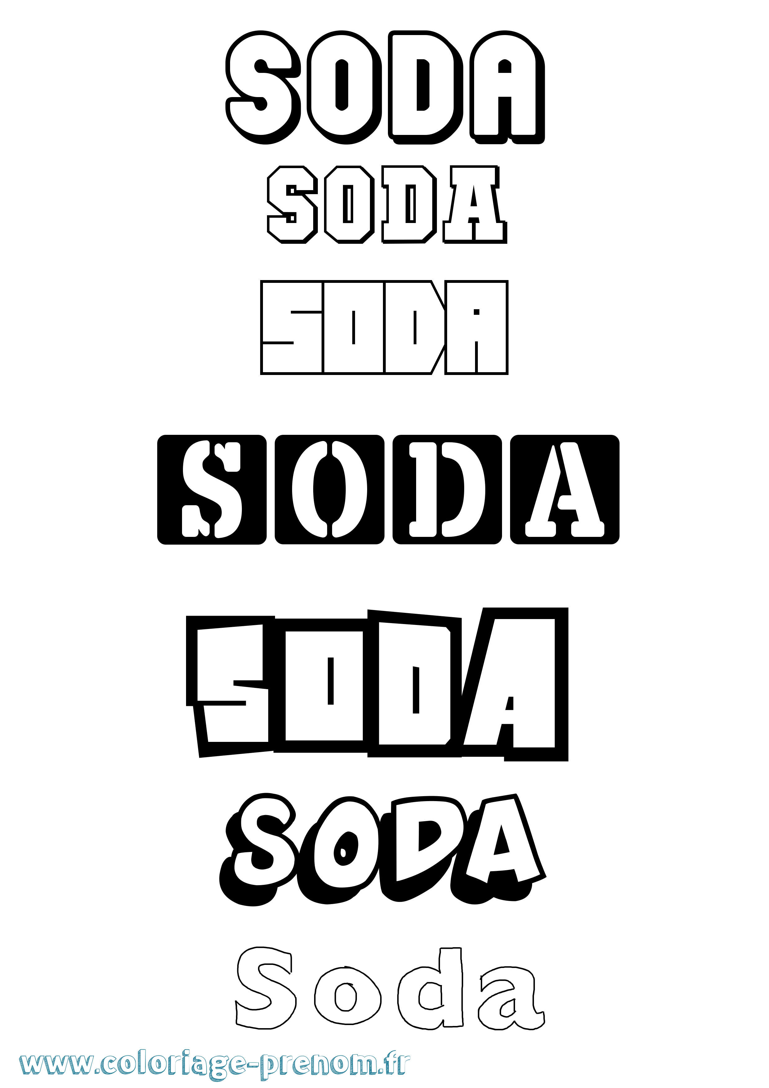 Coloriage Soda Simple Coloriage prénom Soda Simple