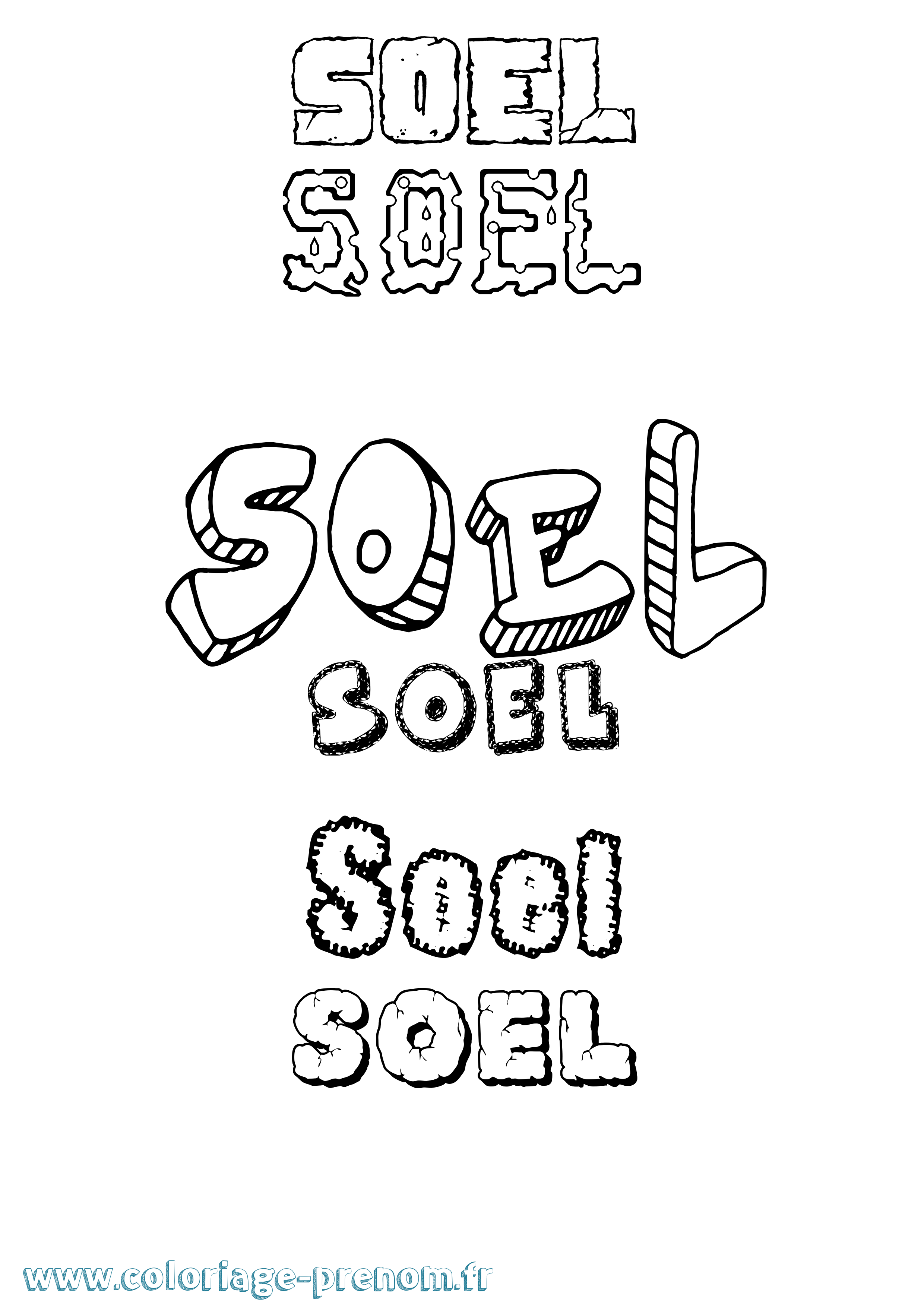 Coloriage Soel Destructuré Coloriage prénom Soel Destructuré