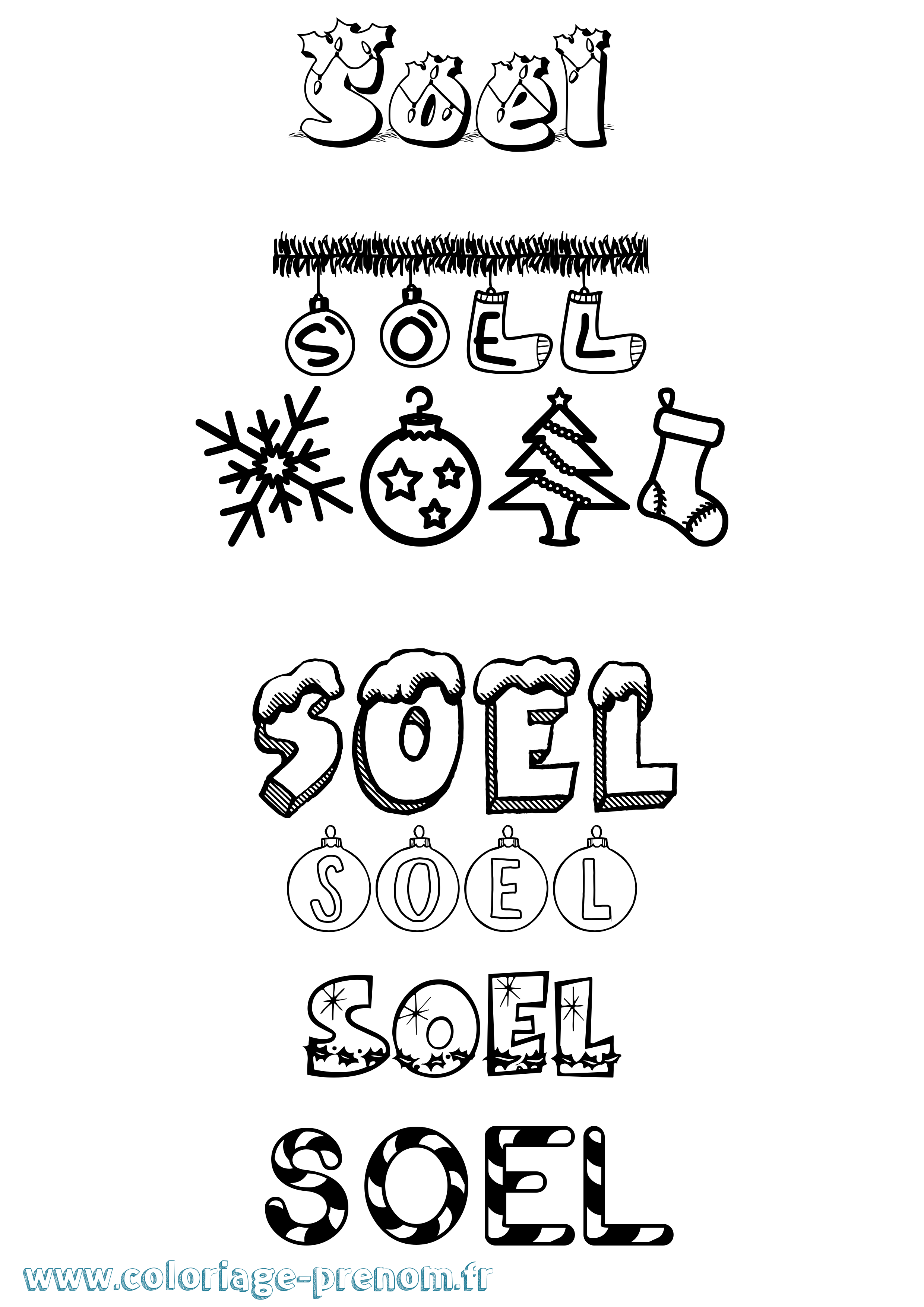 Coloriage Soel Noël Coloriage prénom Soel Noël